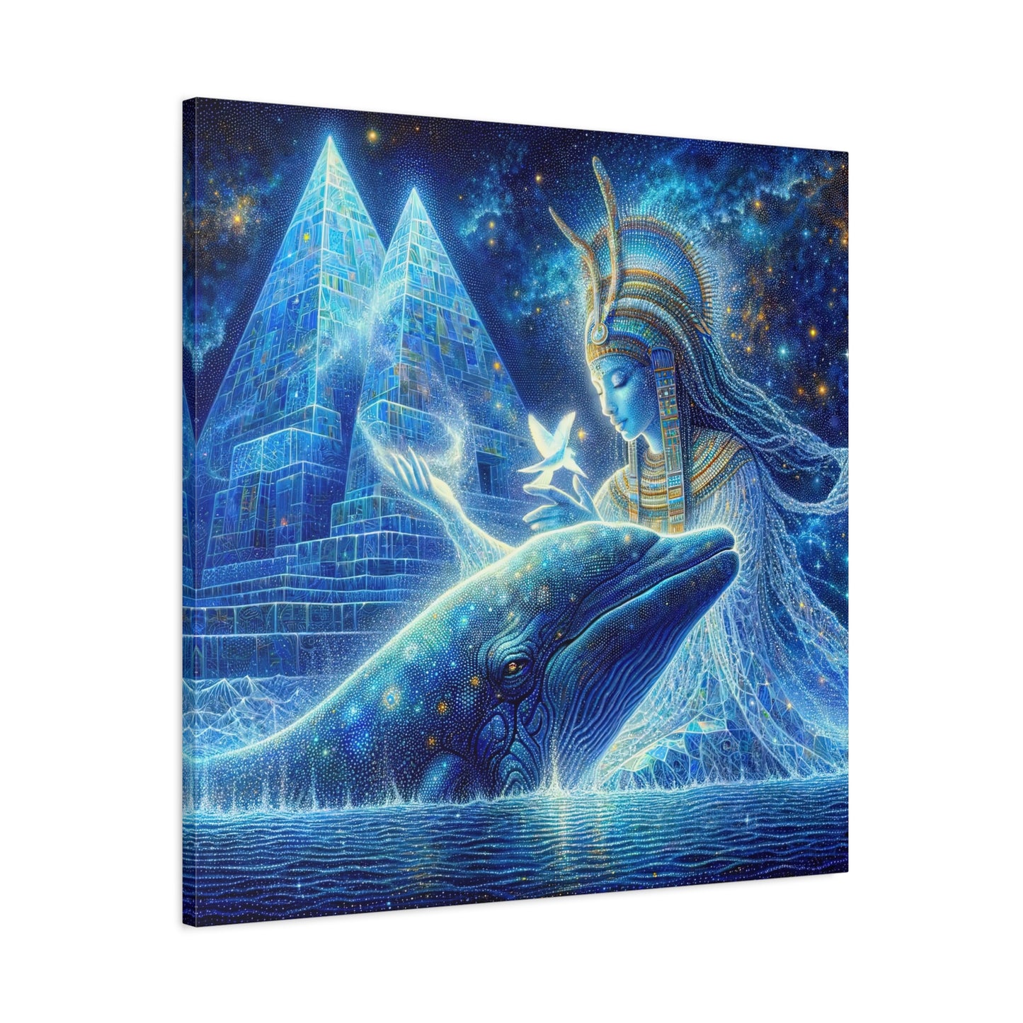 Blue Whale and Goddess of Star - Matte Canvas Print