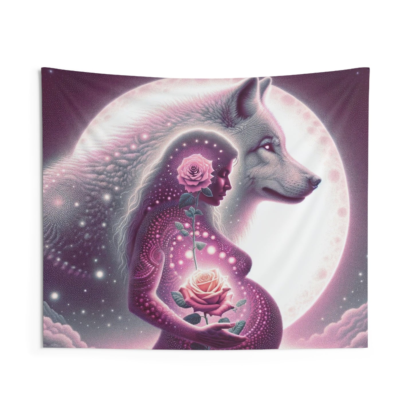Moonlit Wolf & Motherhood -Indoor Tapestry