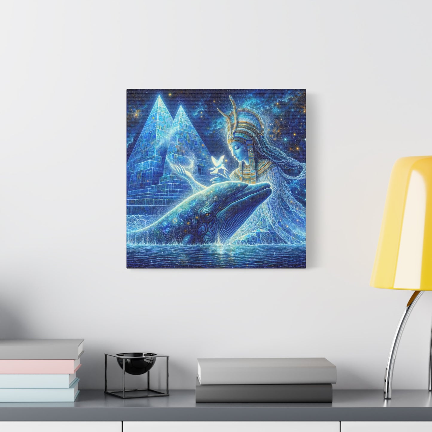 Blue Whale and Goddess of Star - Matte Canvas Print