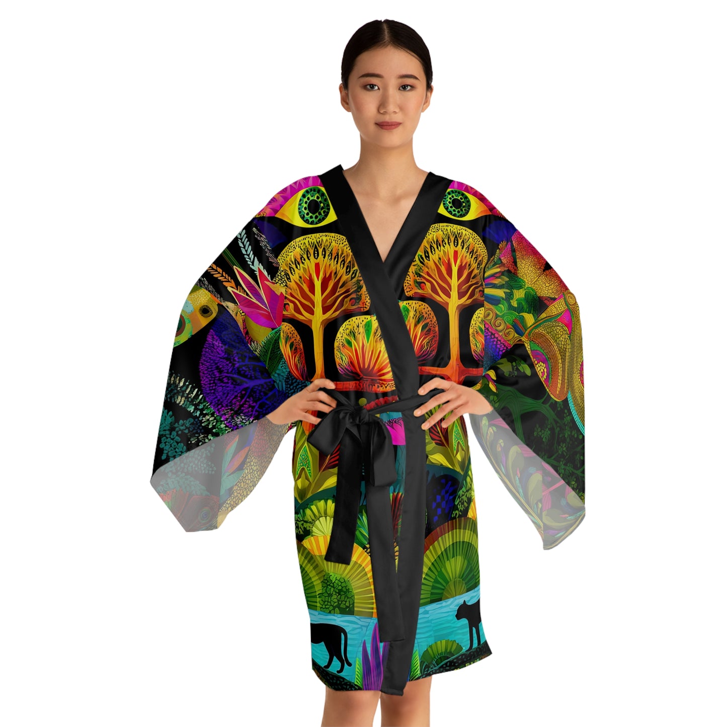Jungle Medicine Print Long Sleeve Kimono Robe