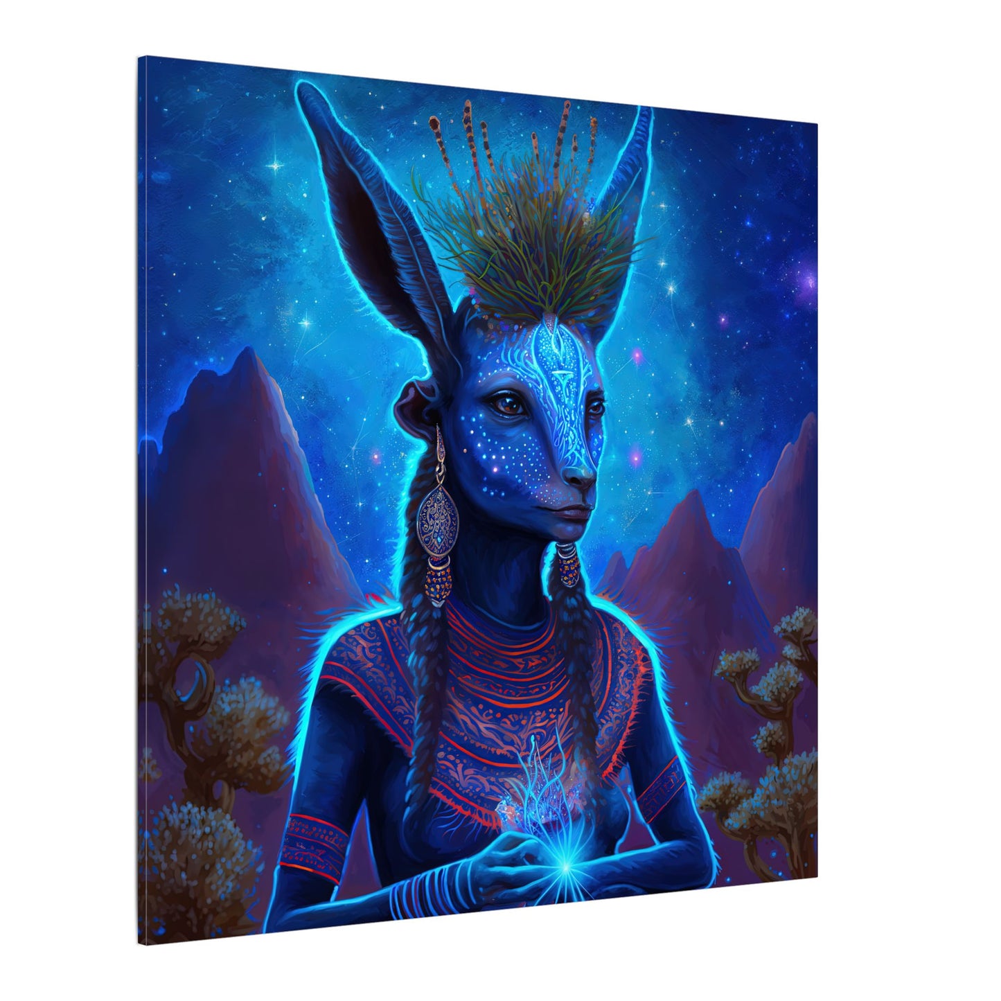 Sacred Blue Deer-Matte Canvas Art