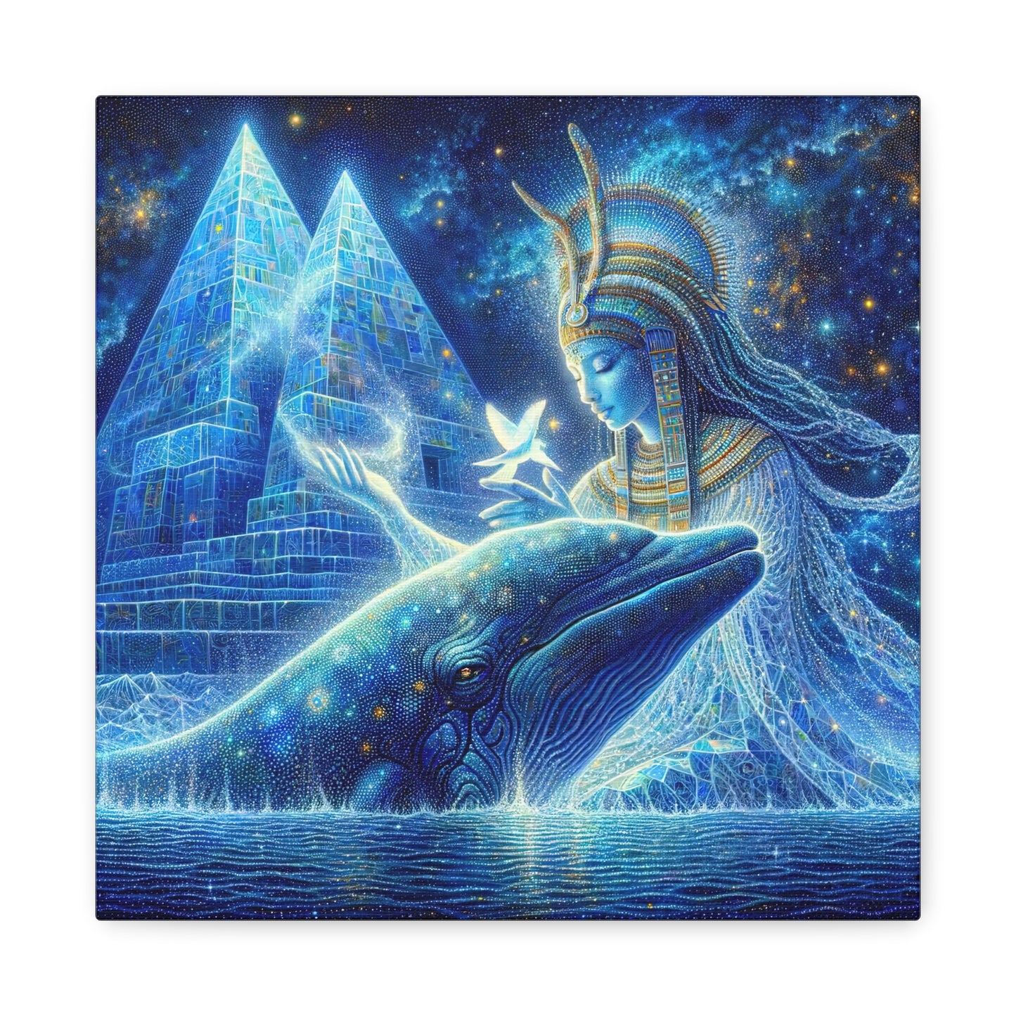 Blue Whale and Goddess of Star - Matte Canvas Print