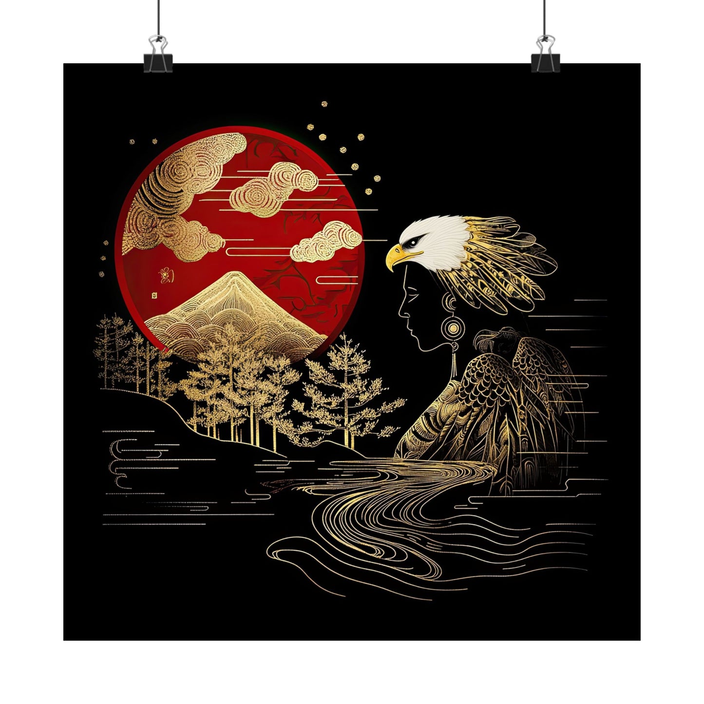 Golden Eagle and Sun-Matte Museum Grade Poster