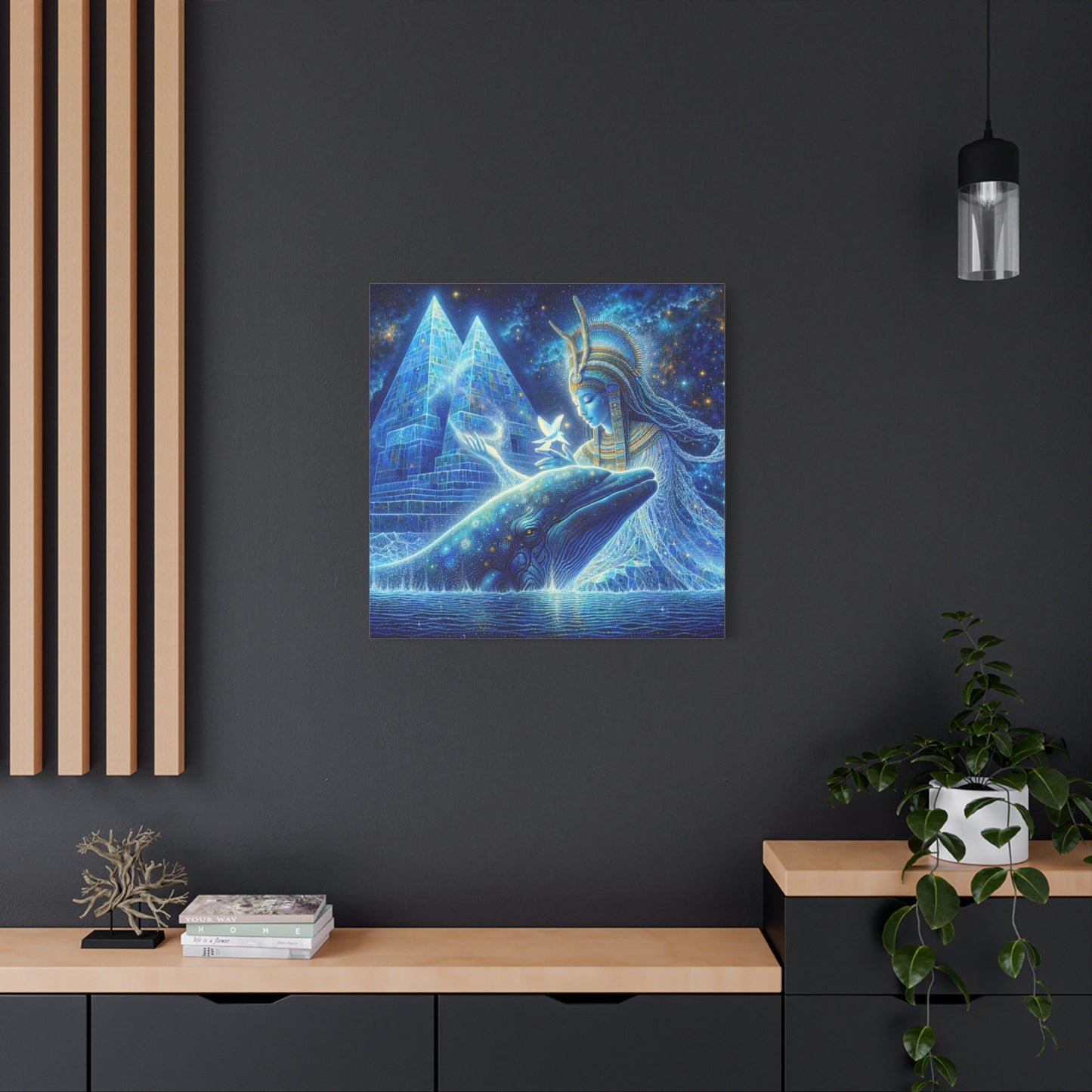 Blue Whale and Goddess of Star - Matte Canvas Print