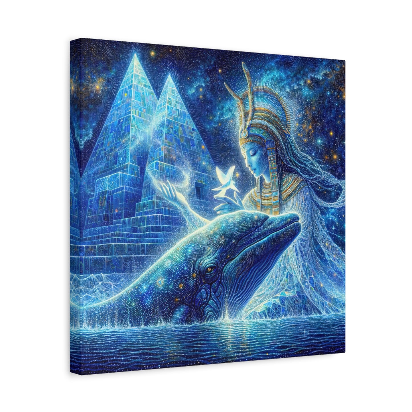 Blue Whale and Goddess of Star - Matte Canvas Print