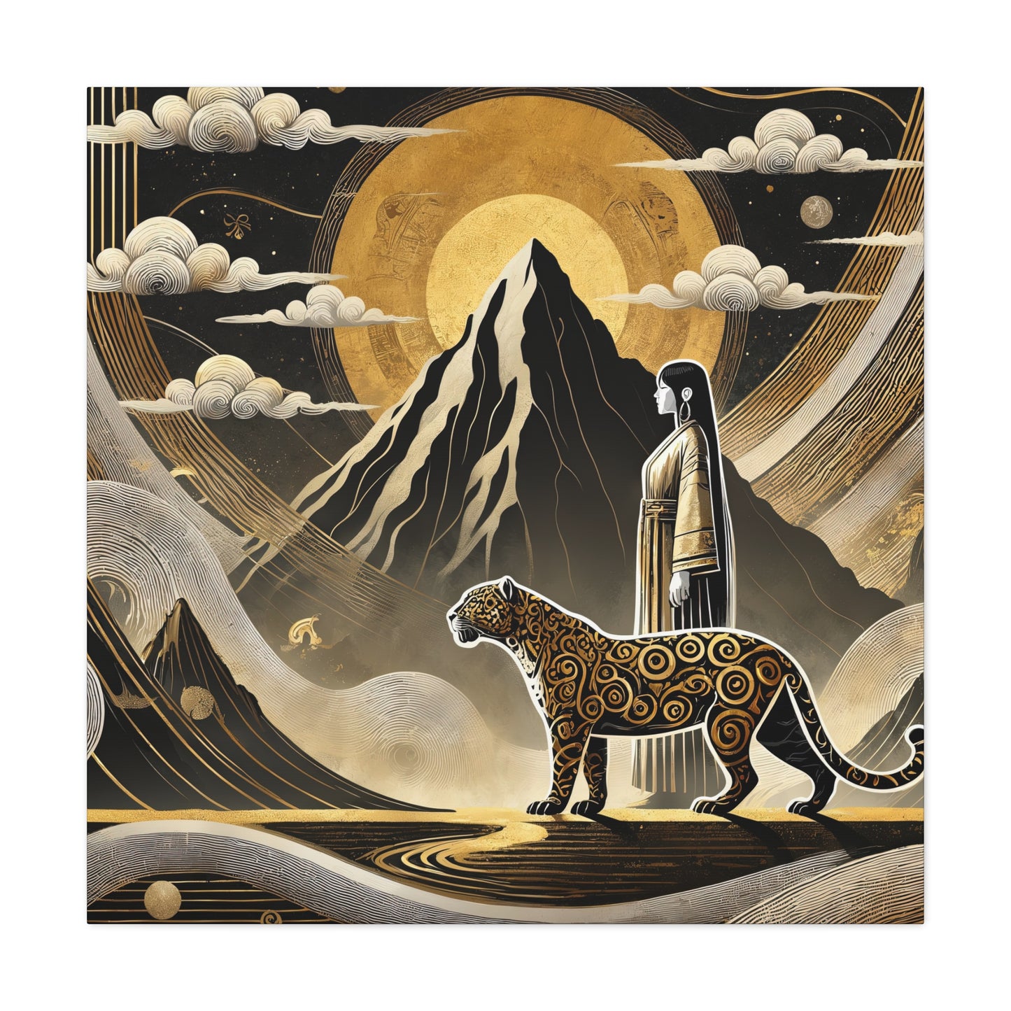 Golden Dream & Jaguar's Path -Matte Canvas Art