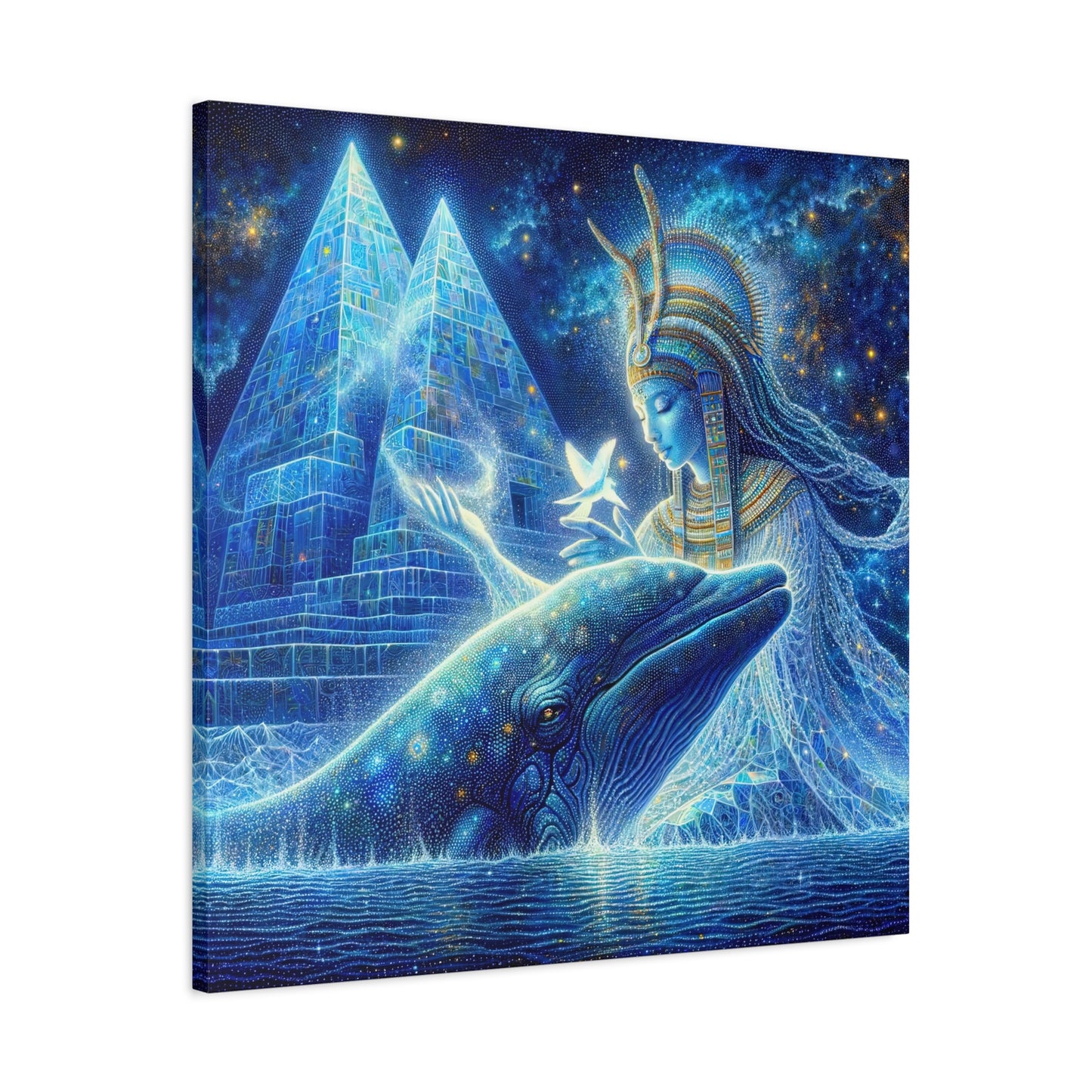 Blue Whale and Goddess of Star - Matte Canvas Print