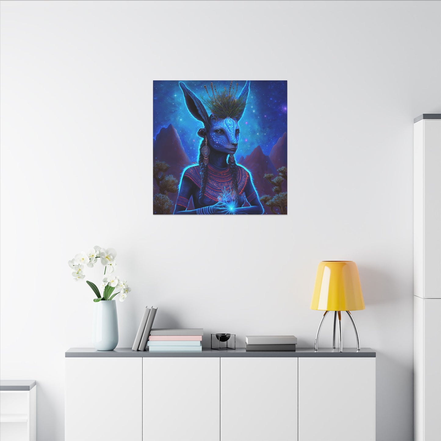 Sacred Blue Deer-Matte Canvas Art