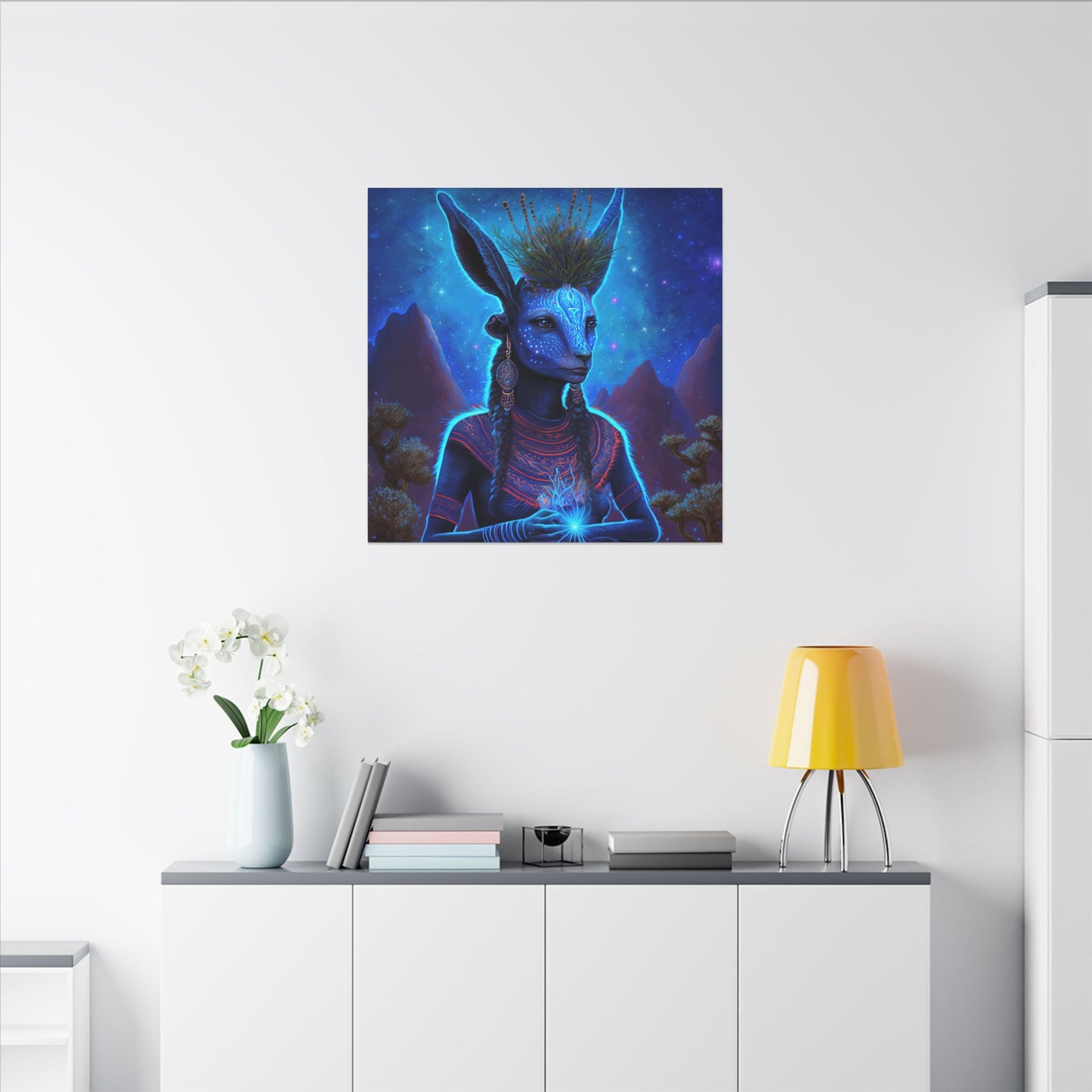Sacred Blue Deer-Matte Canvas Art