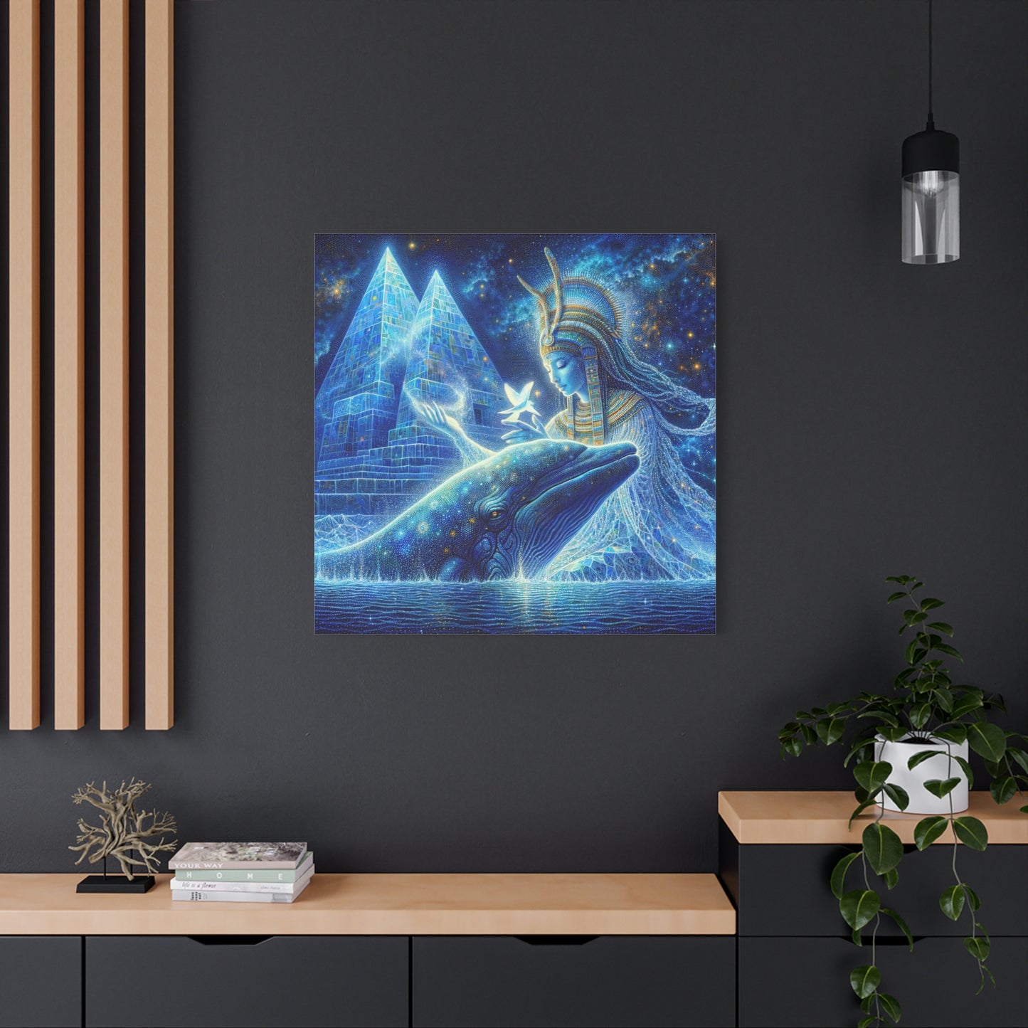 Blue Whale and Goddess of Star - Matte Canvas Print