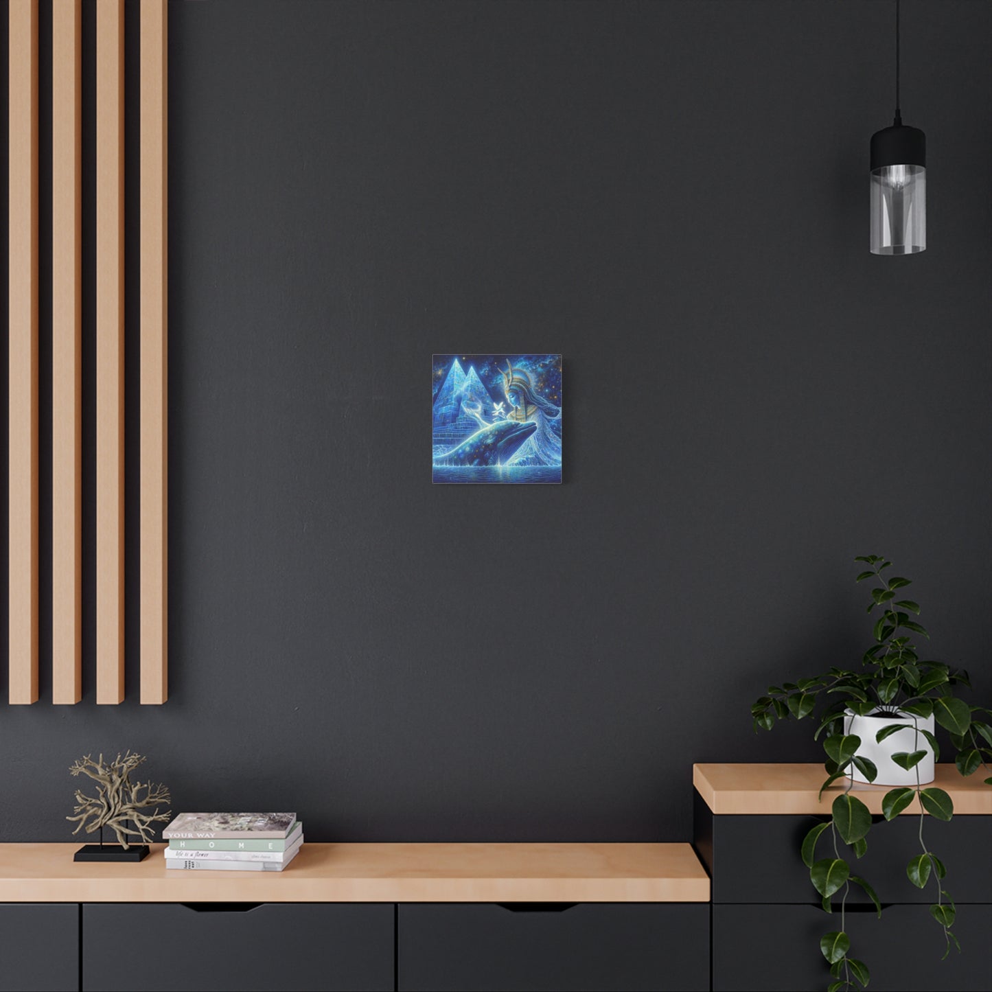 Blue Whale and Goddess of Star - Matte Canvas Print