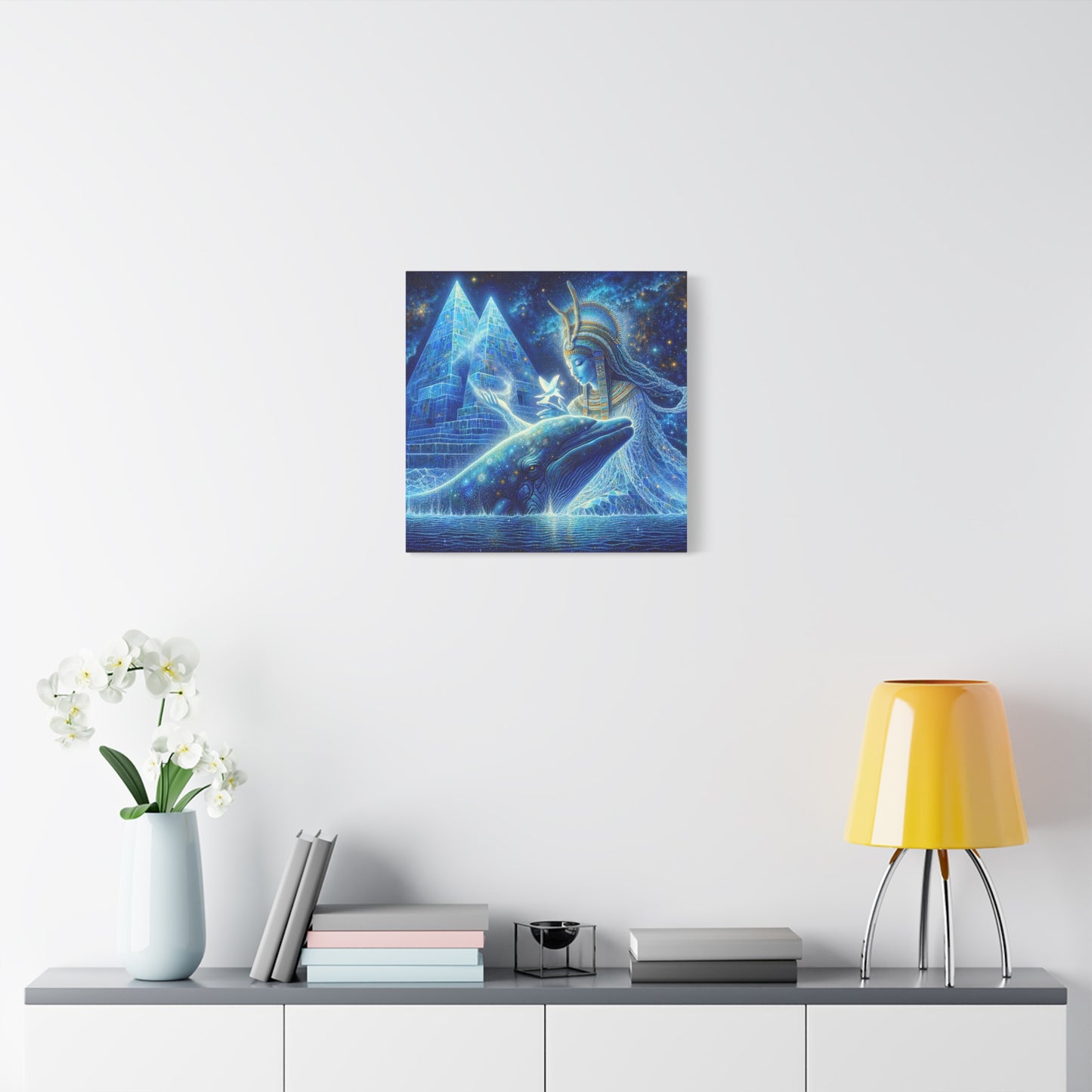 Blue Whale and Goddess of Star - Matte Canvas Print