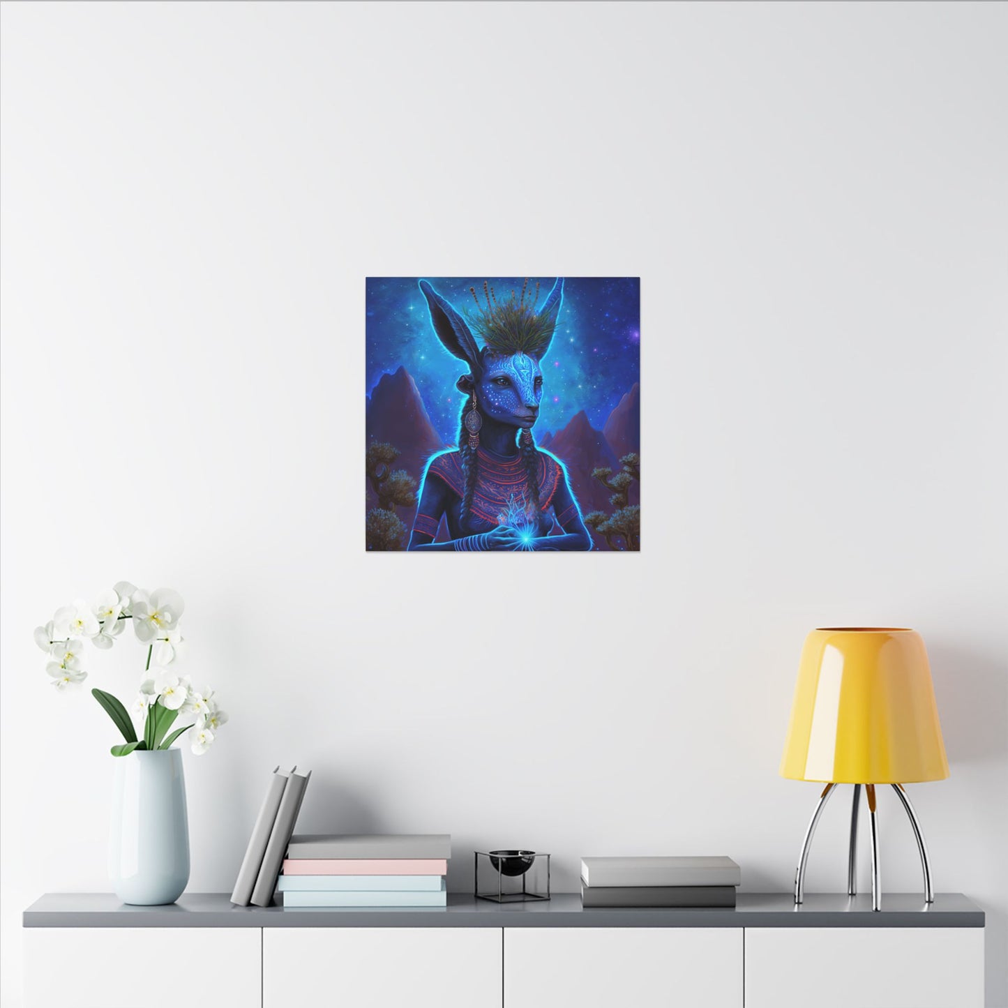 Sacred Blue Deer-Matte Canvas Art