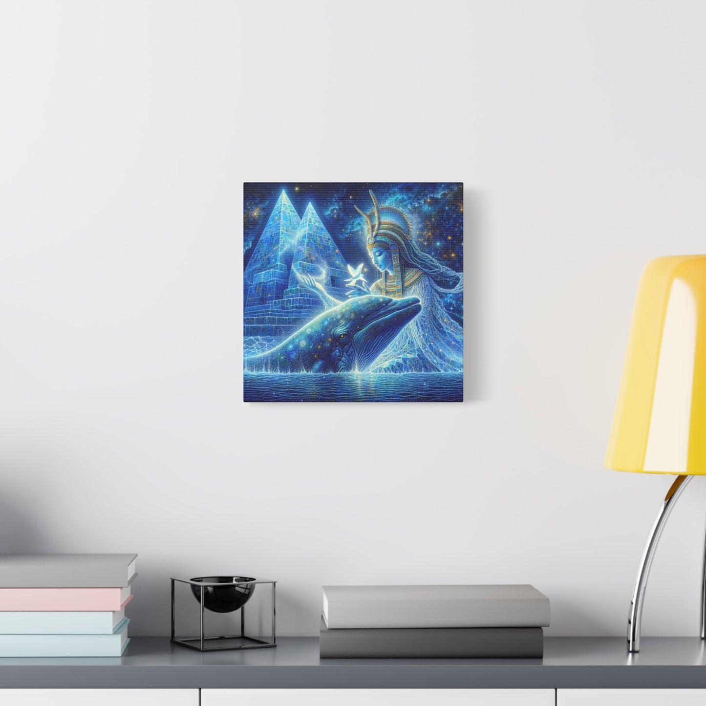Blue Whale and Goddess of Star - Matte Canvas Print