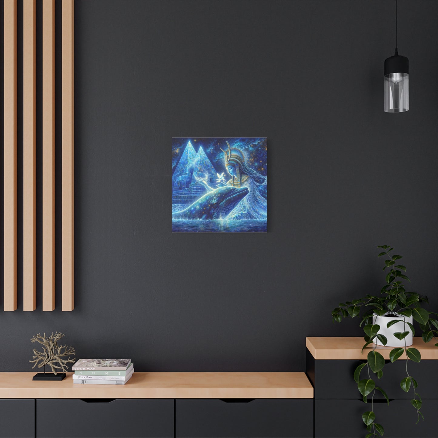 Blue Whale and Goddess of Star - Matte Canvas Print