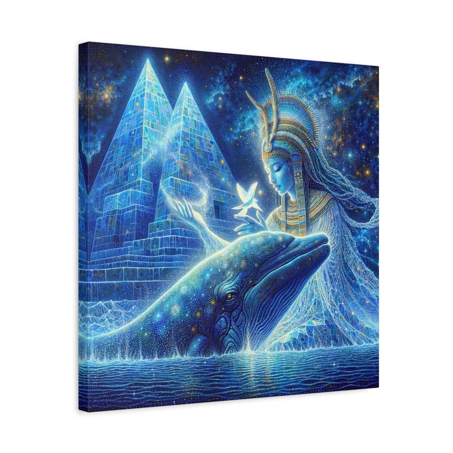 Blue Whale and Goddess of Star - Matte Canvas Print