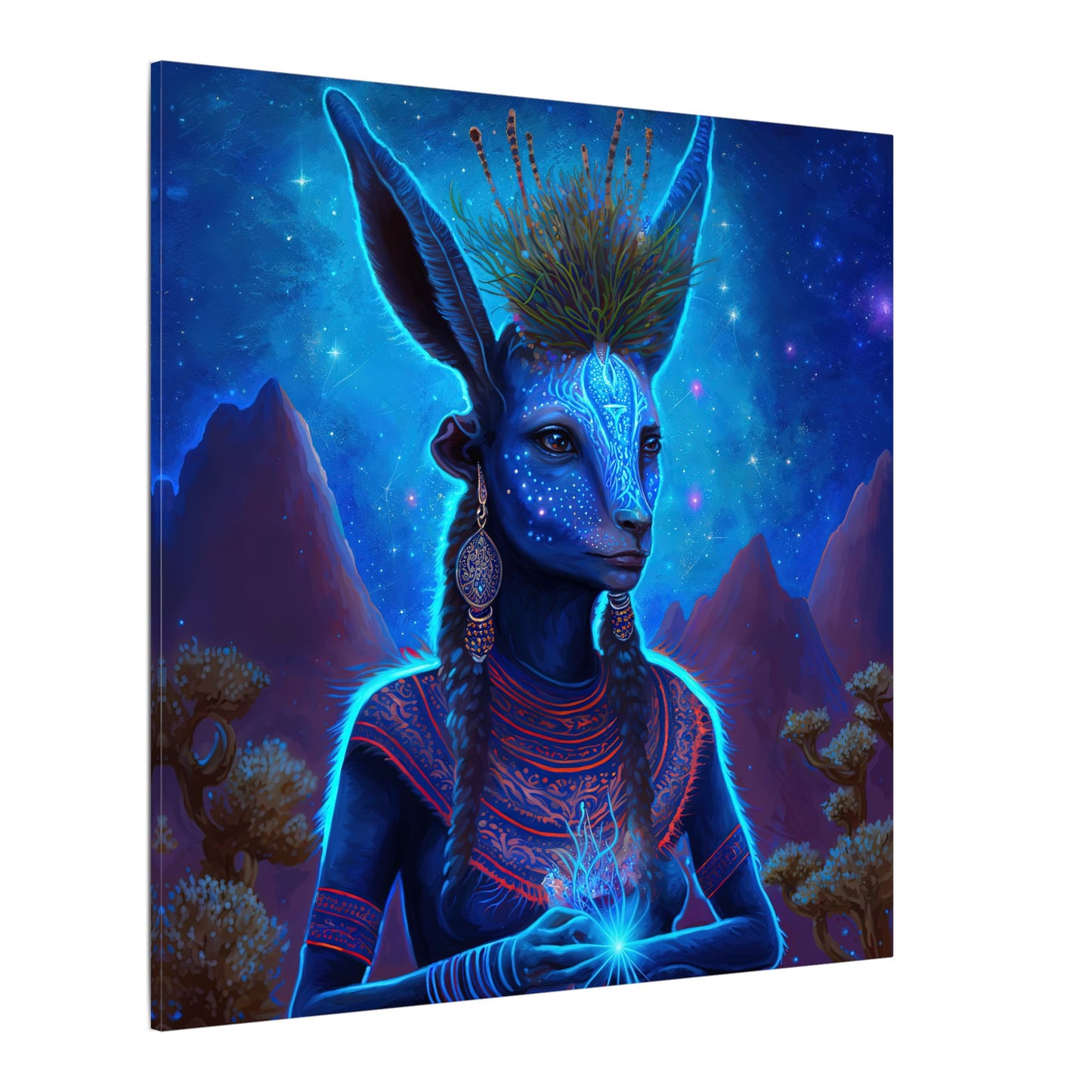 Sacred Blue Deer-Matte Canvas Art