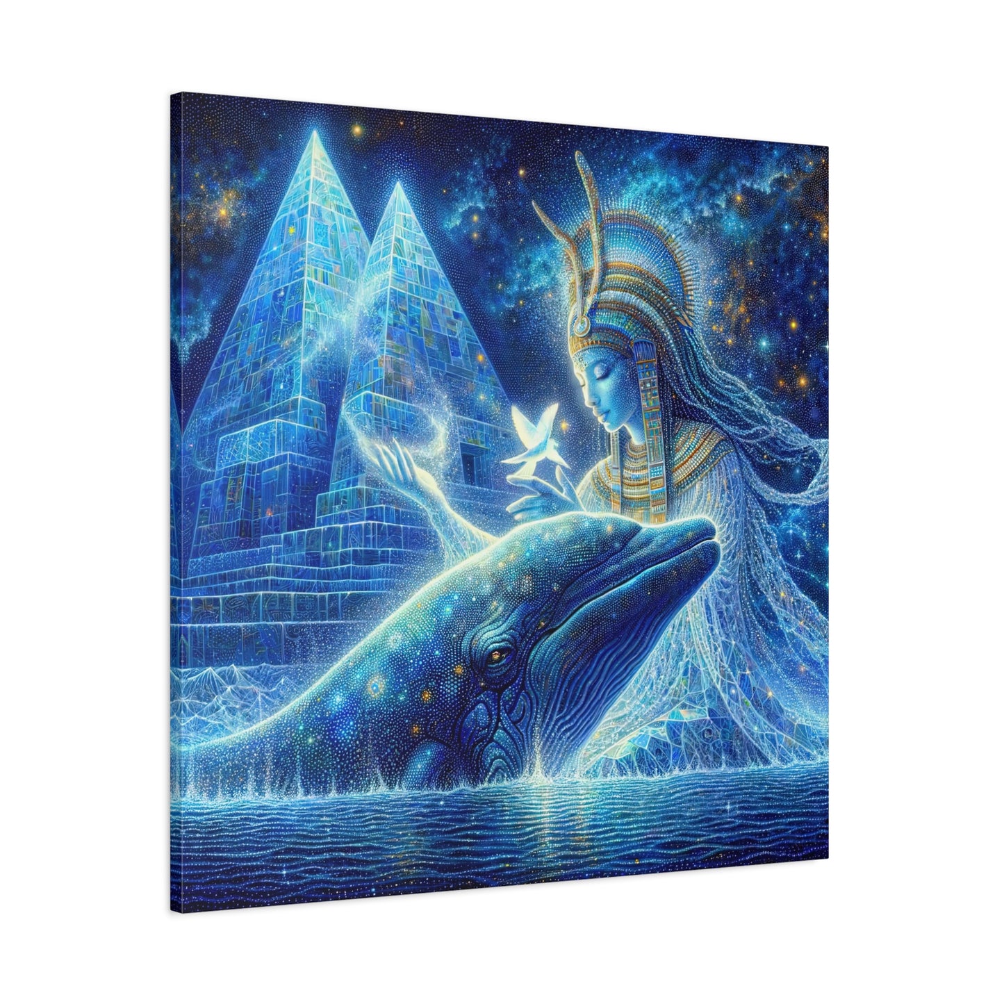 Blue Whale and Goddess of Star - Matte Canvas Print