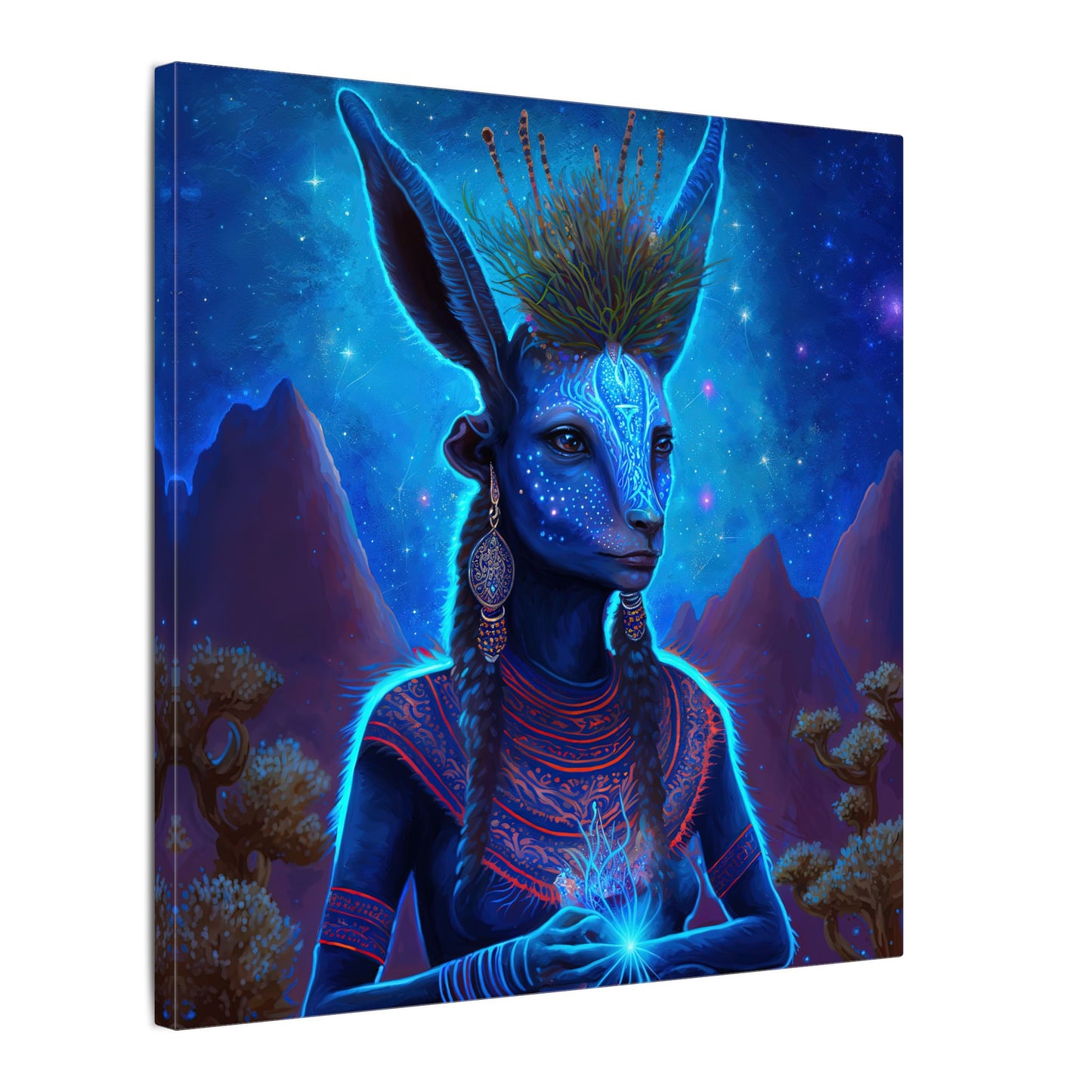 Sacred Blue Deer-Matte Canvas Art