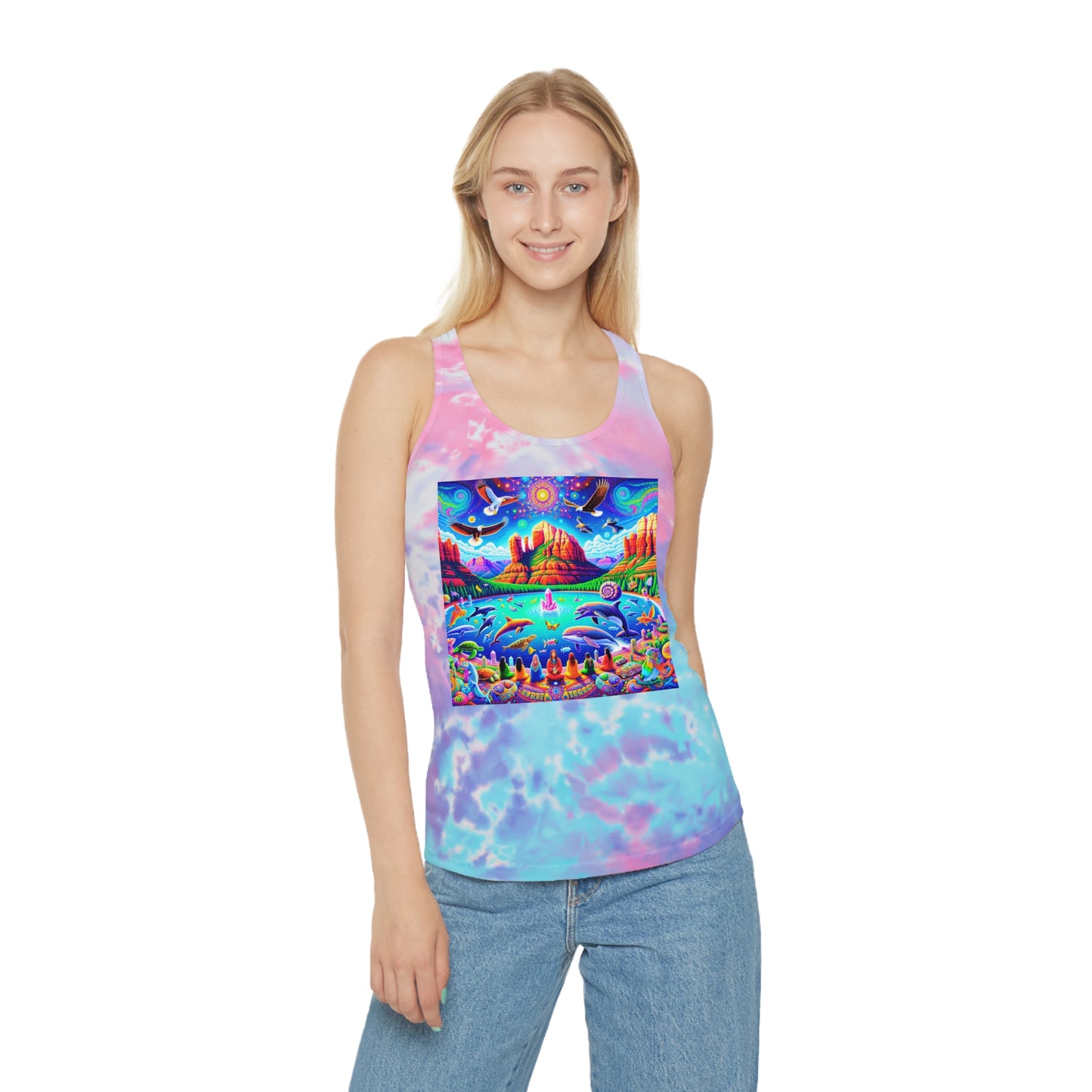 Dream Awake-Vibrant Tie Dye Racerback Tank Top