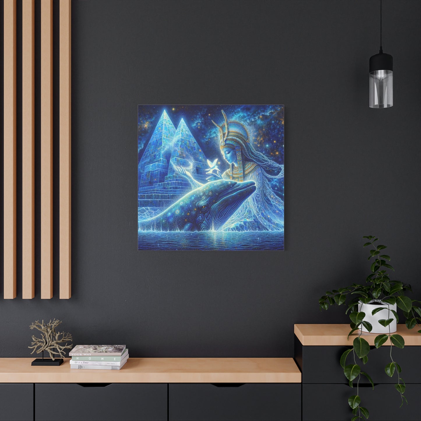 Blue Whale and Goddess of Star - Matte Canvas Print