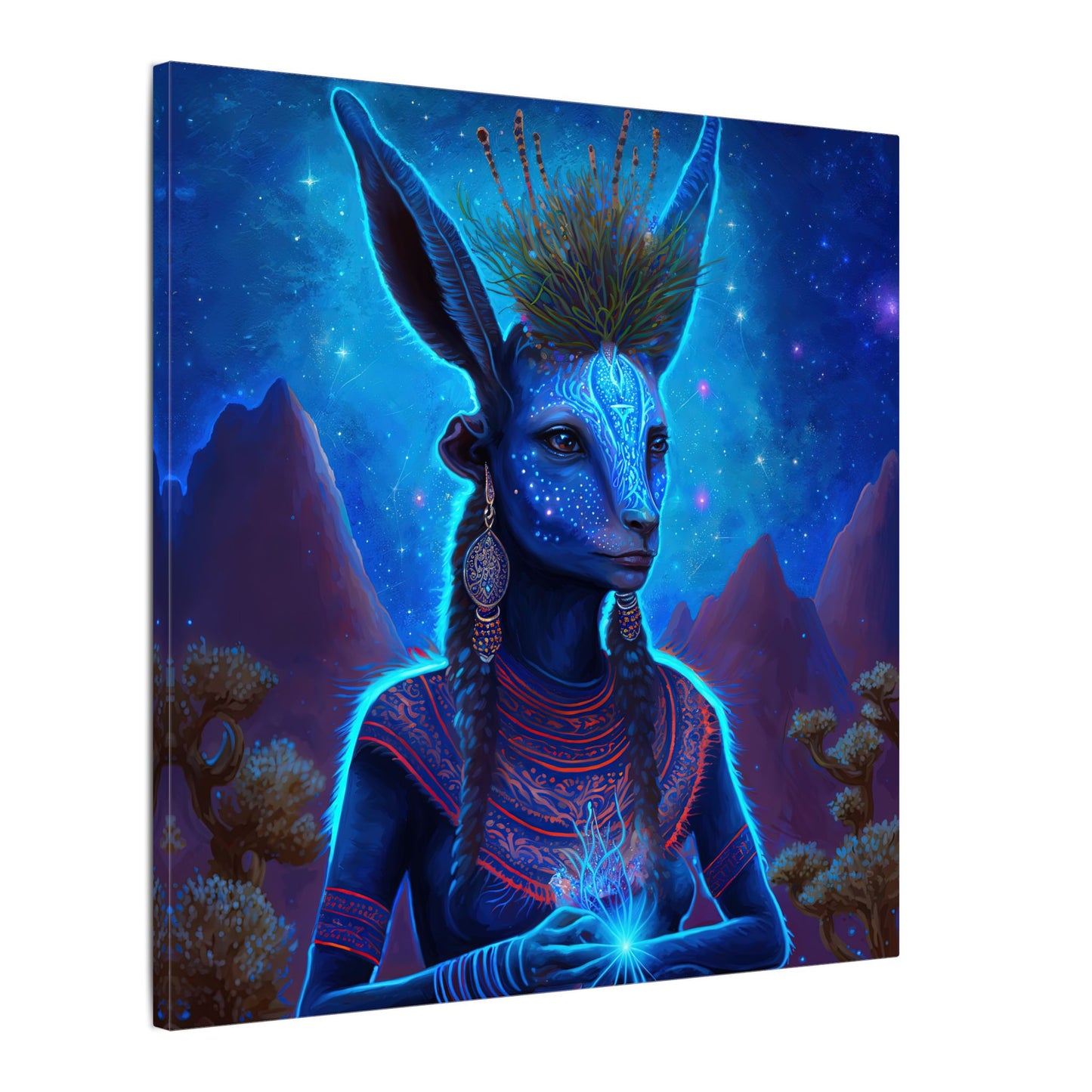 Sacred Blue Deer-Matte Canvas Art