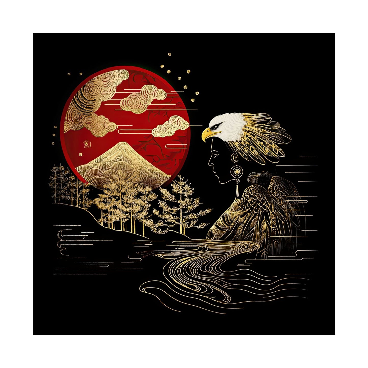 Golden Eagle and Sun-Matte Museum Grade Poster