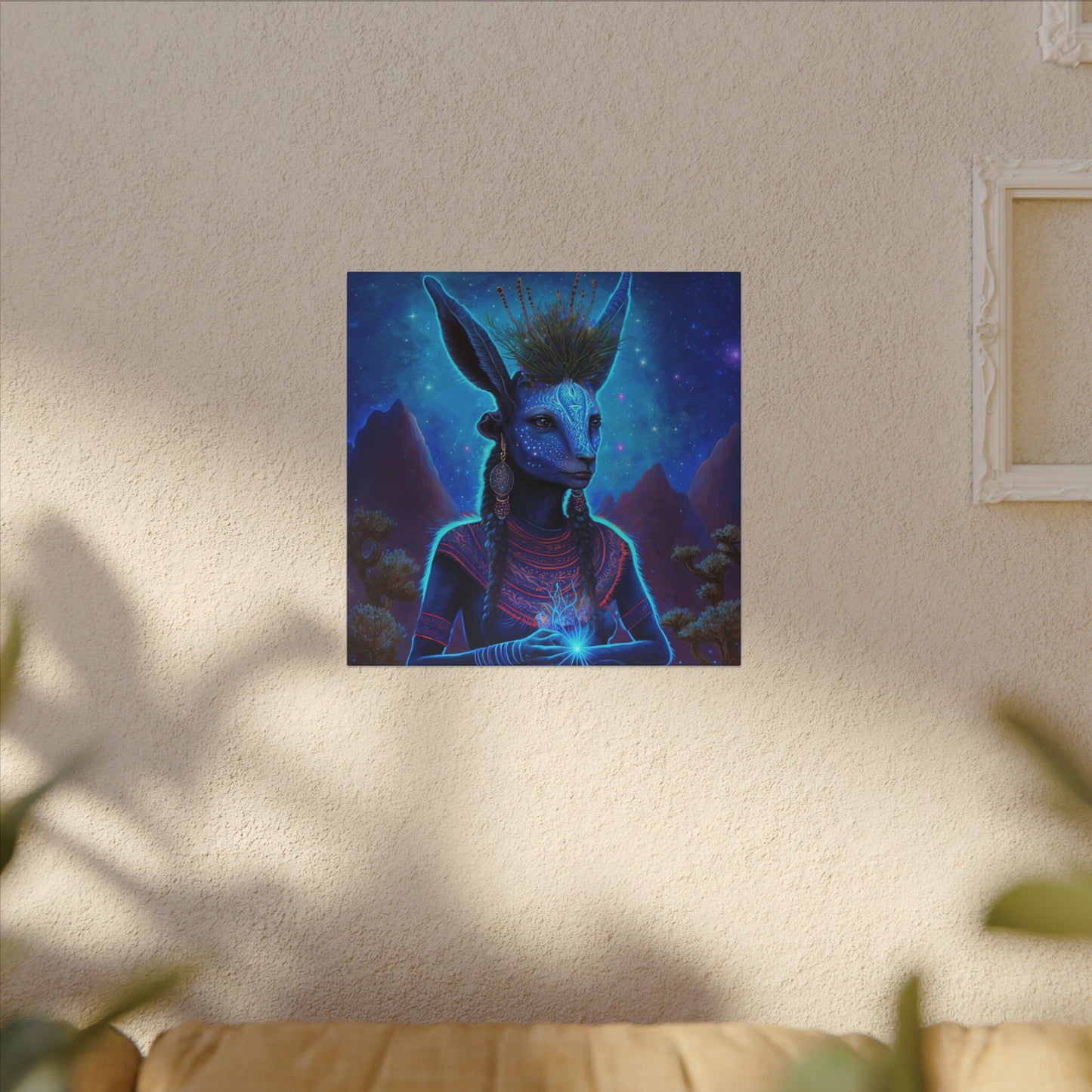 Sacred Blue Deer-Matte Canvas Art