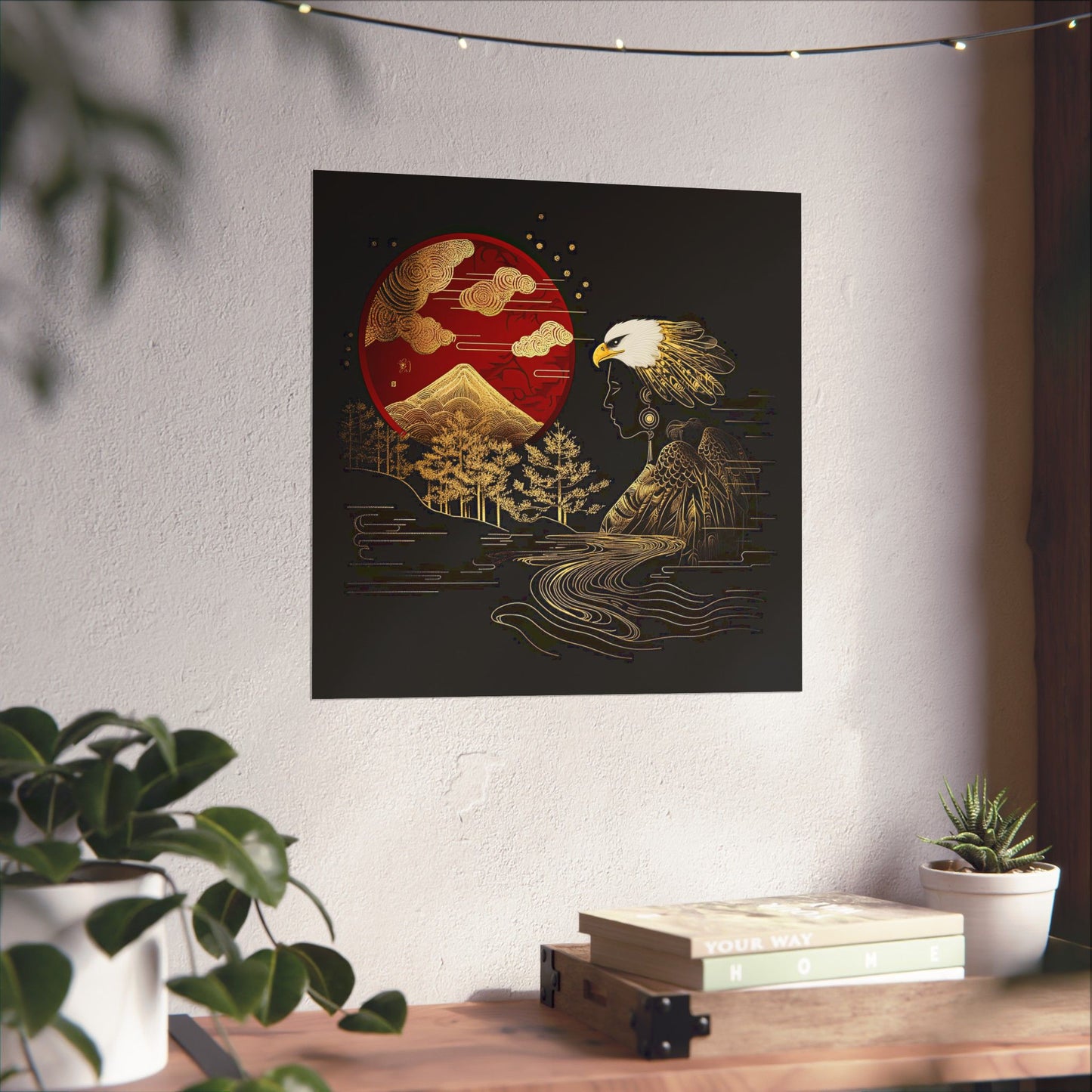 Golden Eagle and Sun-Matte Museum Grade Poster