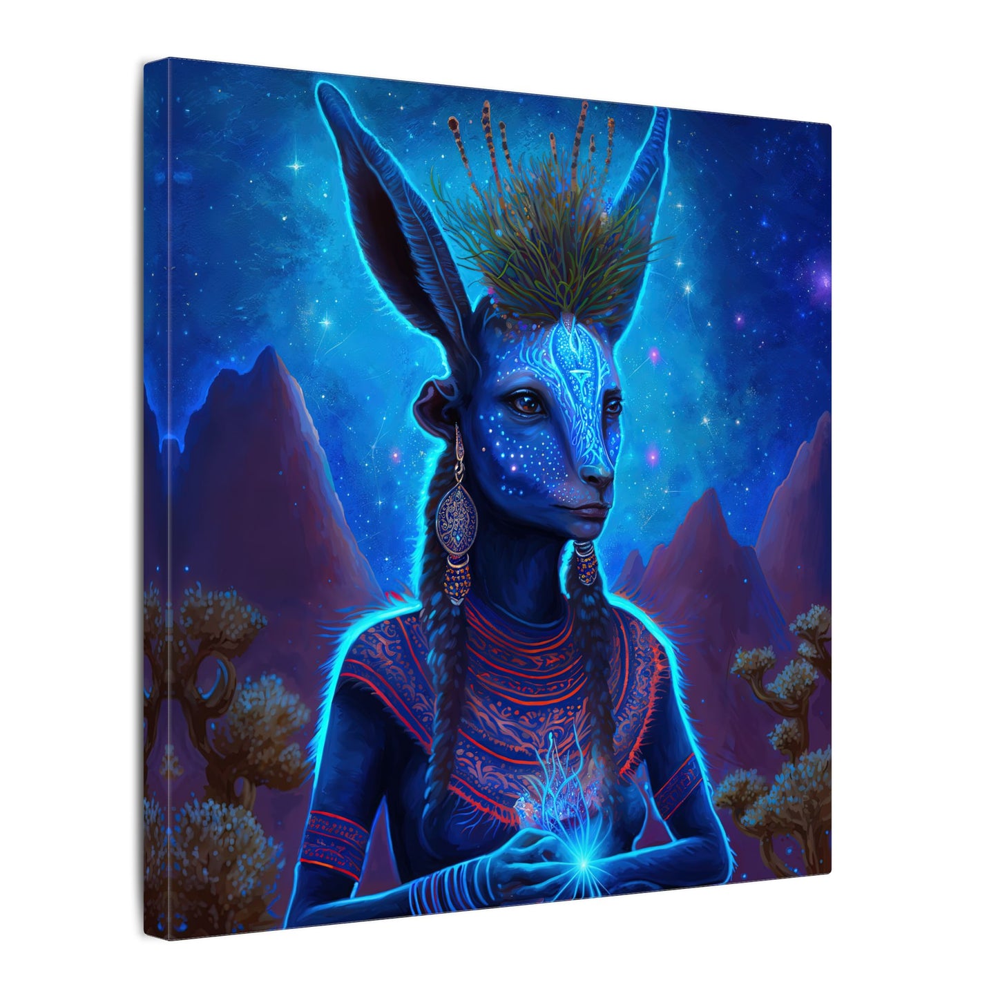 Sacred Blue Deer-Matte Canvas Art
