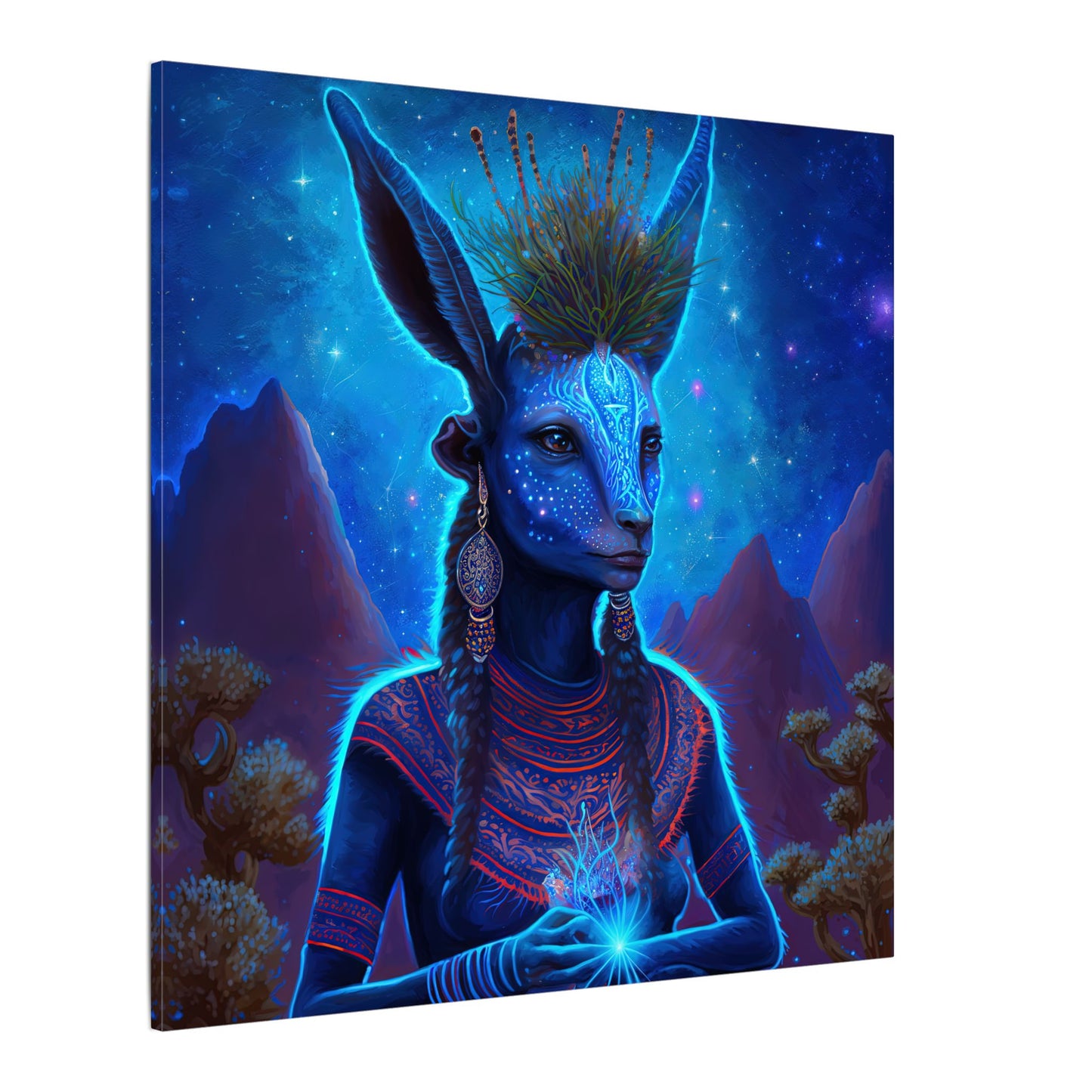 Sacred Blue Deer-Matte Canvas Art