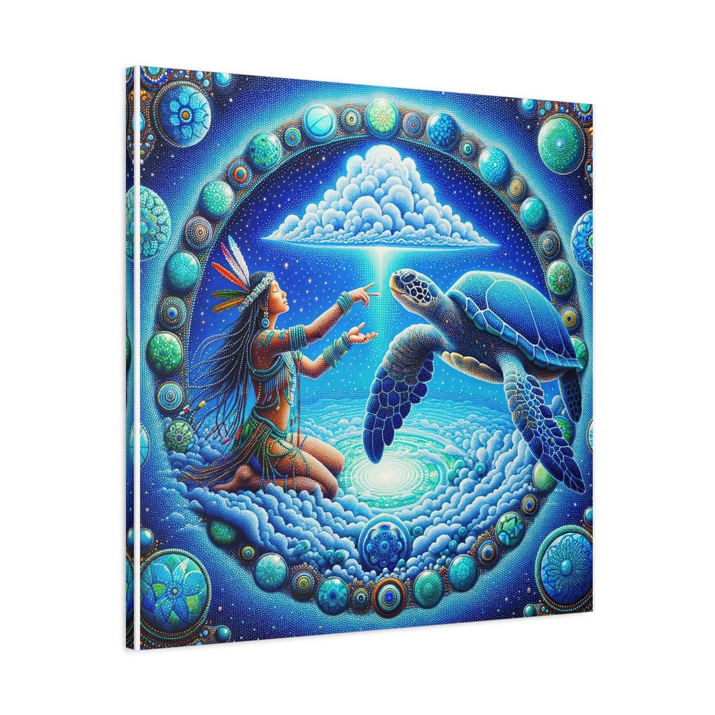 Sky Woman and Turtle-Stretched Matte Canvas Art
