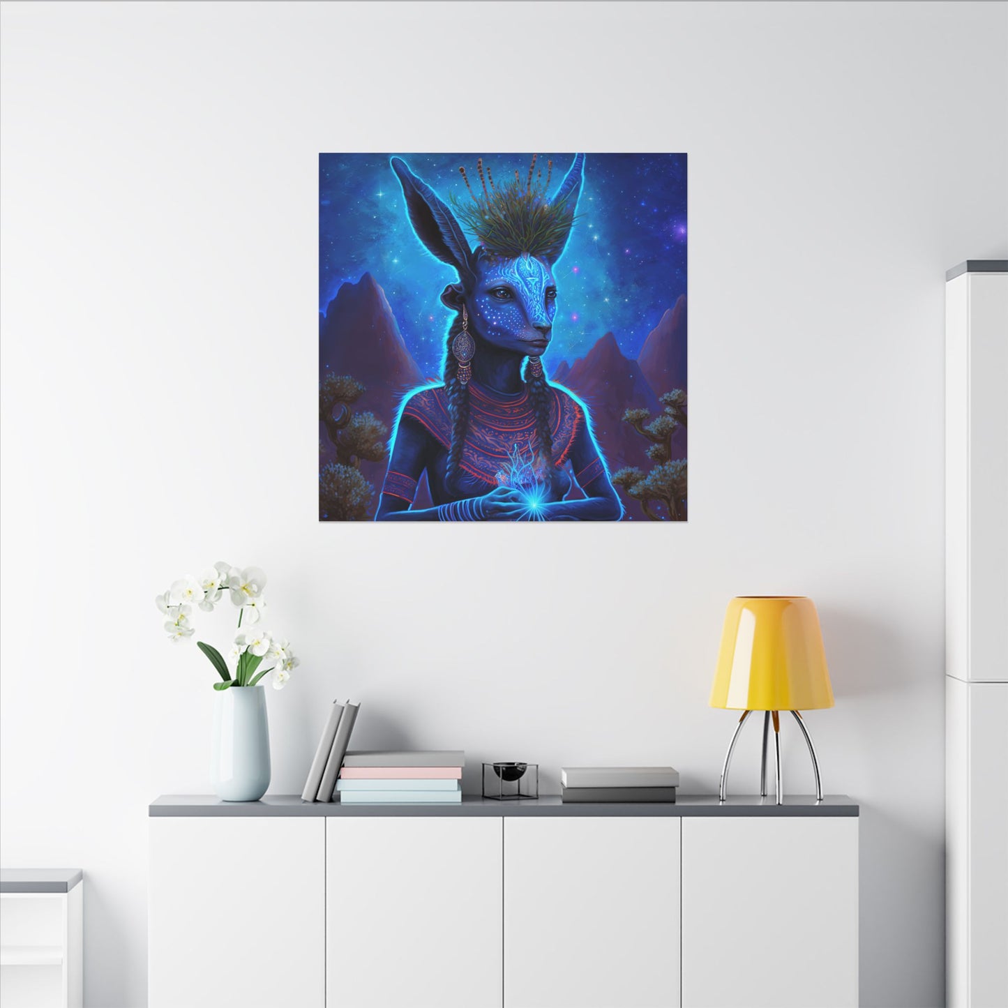 Sacred Blue Deer-Matte Canvas Art