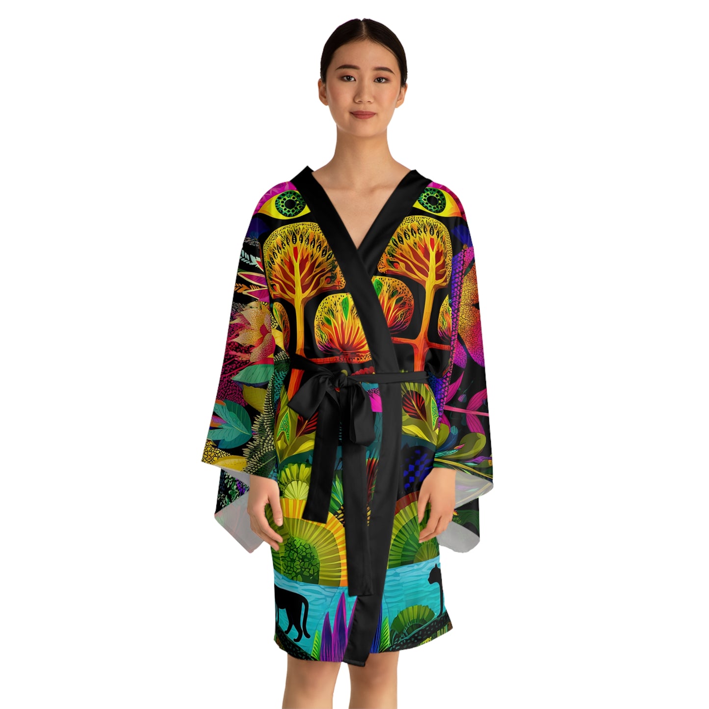 Jungle Medicine Print Long Sleeve Kimono Robe