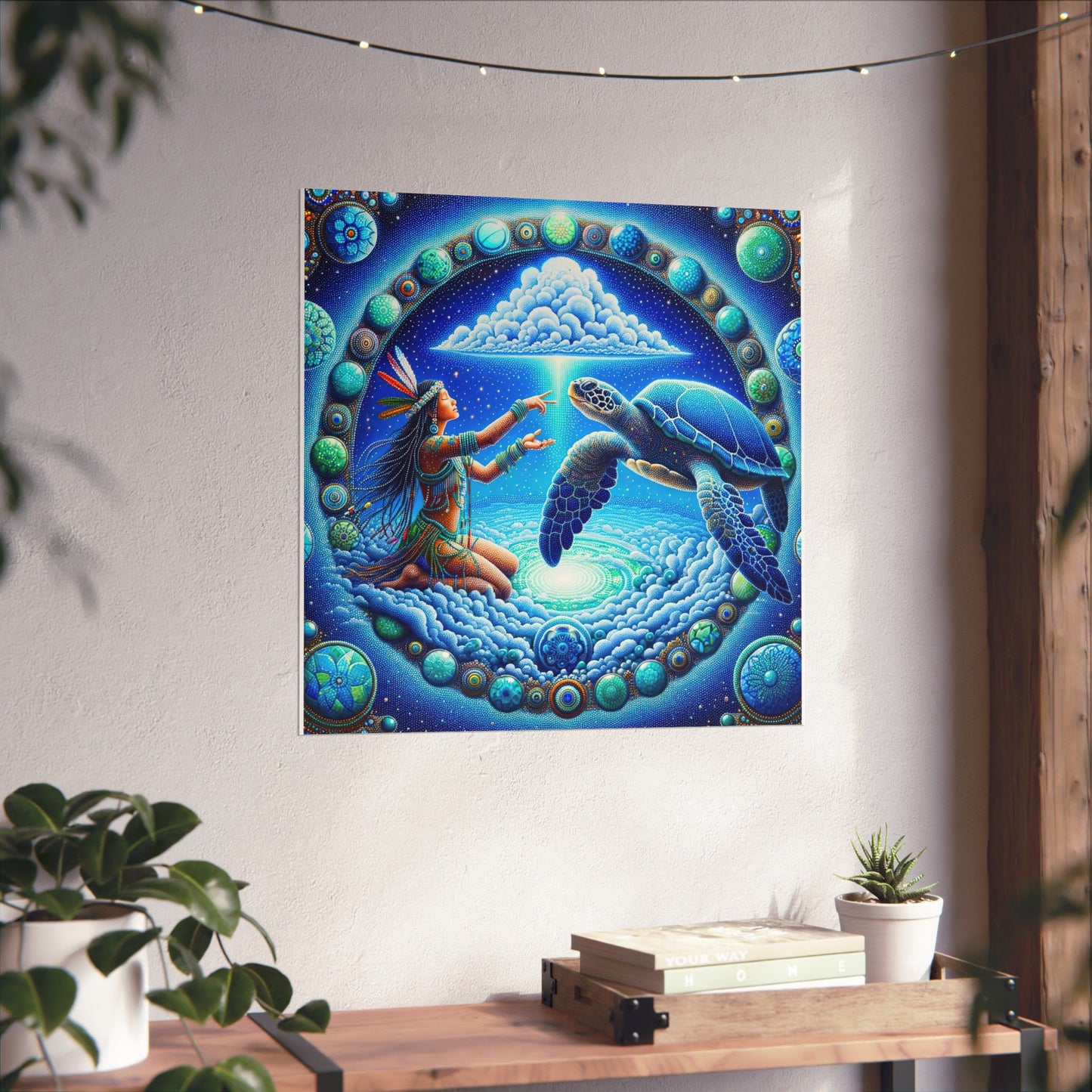 Sky Woman and Turtle-Matte Art Poster