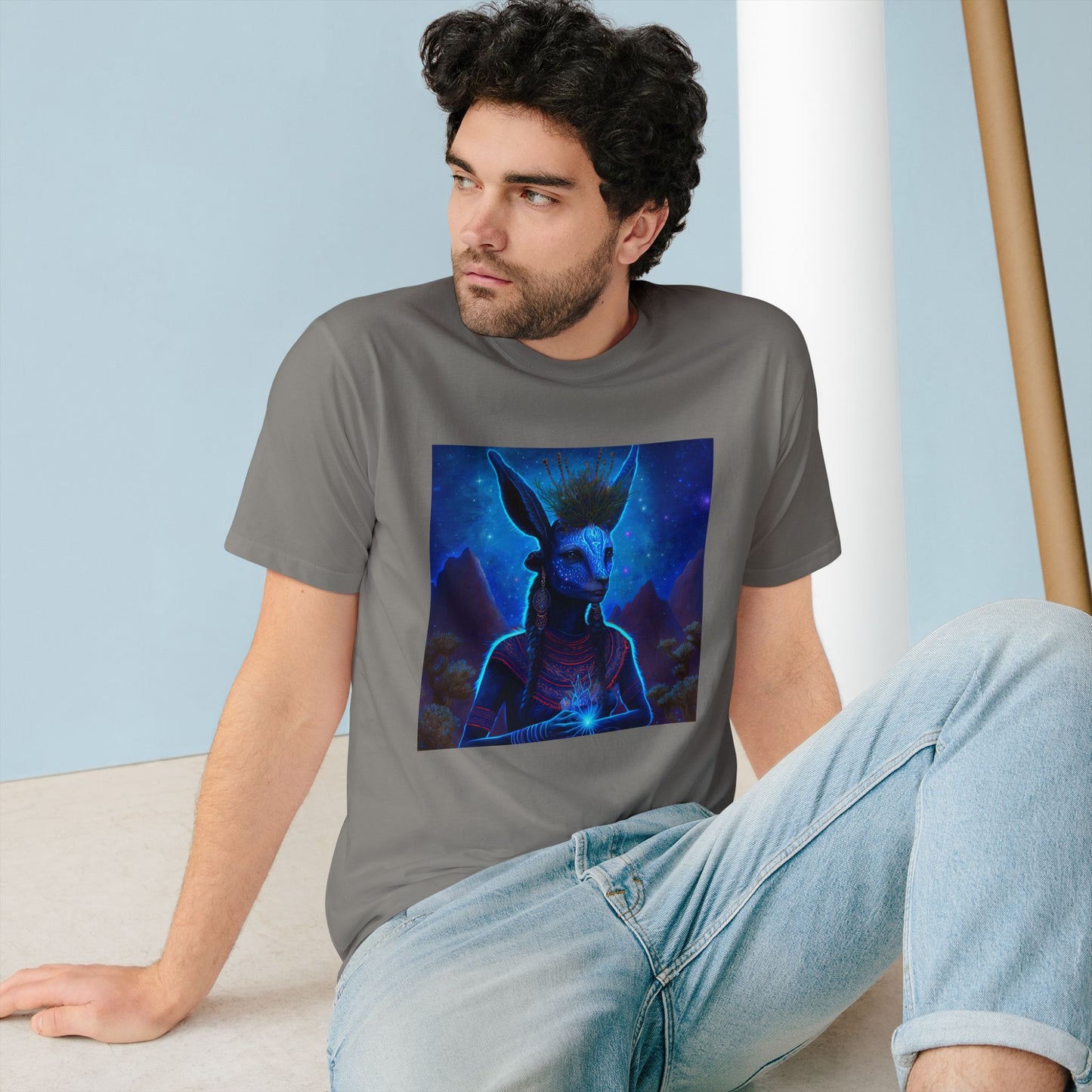Sacred Blue Deer- 100% Organic Cotton T- Shitrs