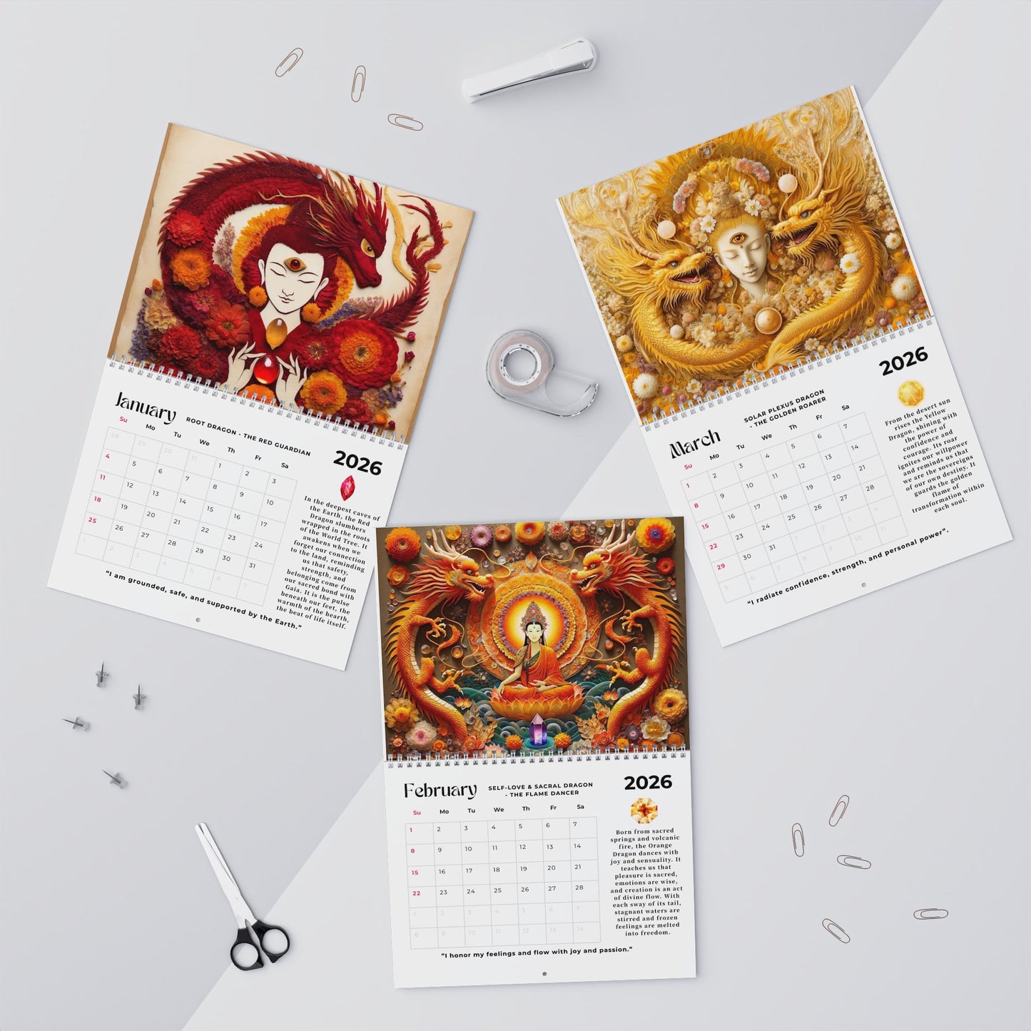 Shambhala Light VisionaryArt 2026 Calendar ”Journey with the Chakra Dragon"