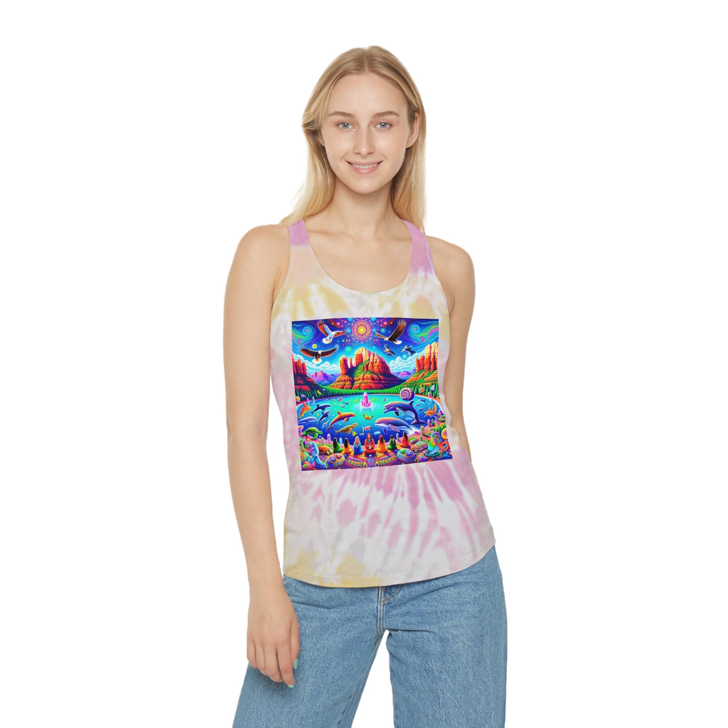 Dream Awake-Vibrant Tie Dye Racerback Tank Top