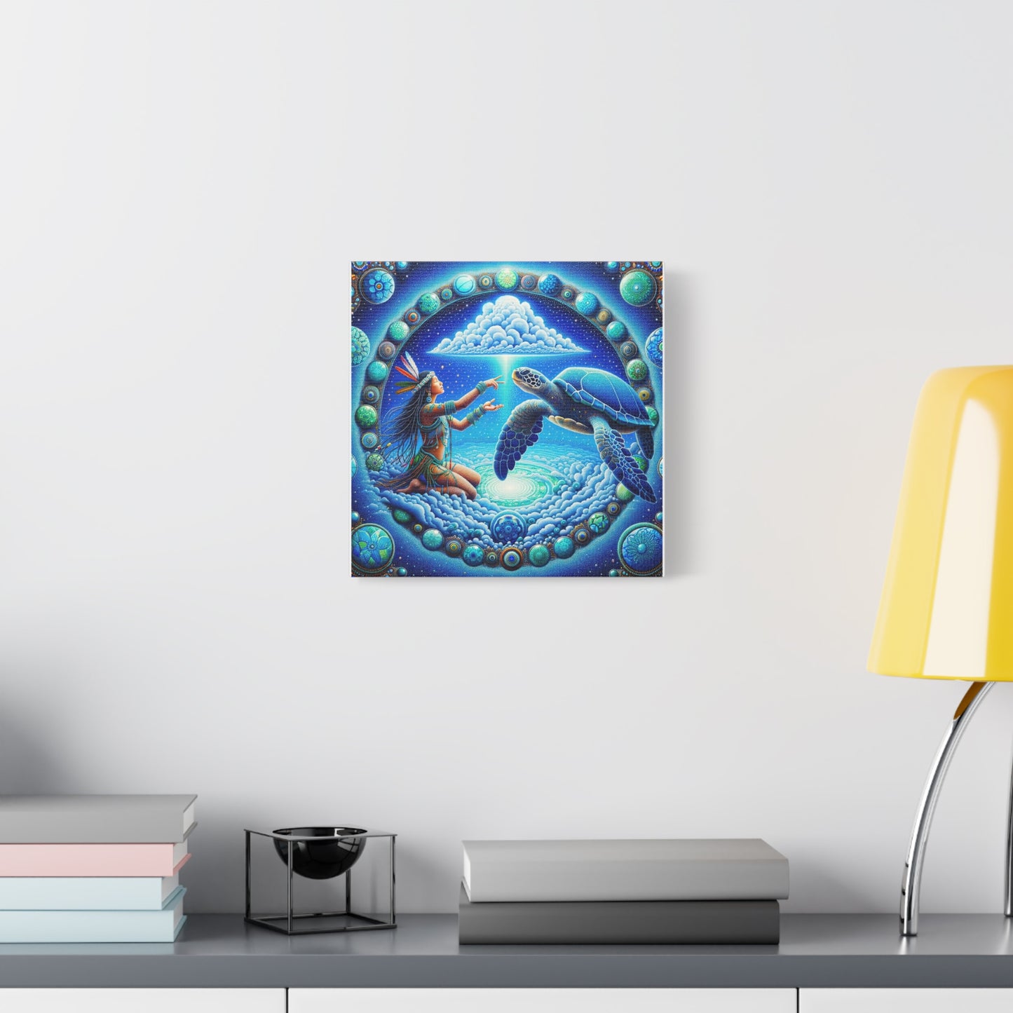 Sky Woman and Turtle-Stretched Matte Canvas Art