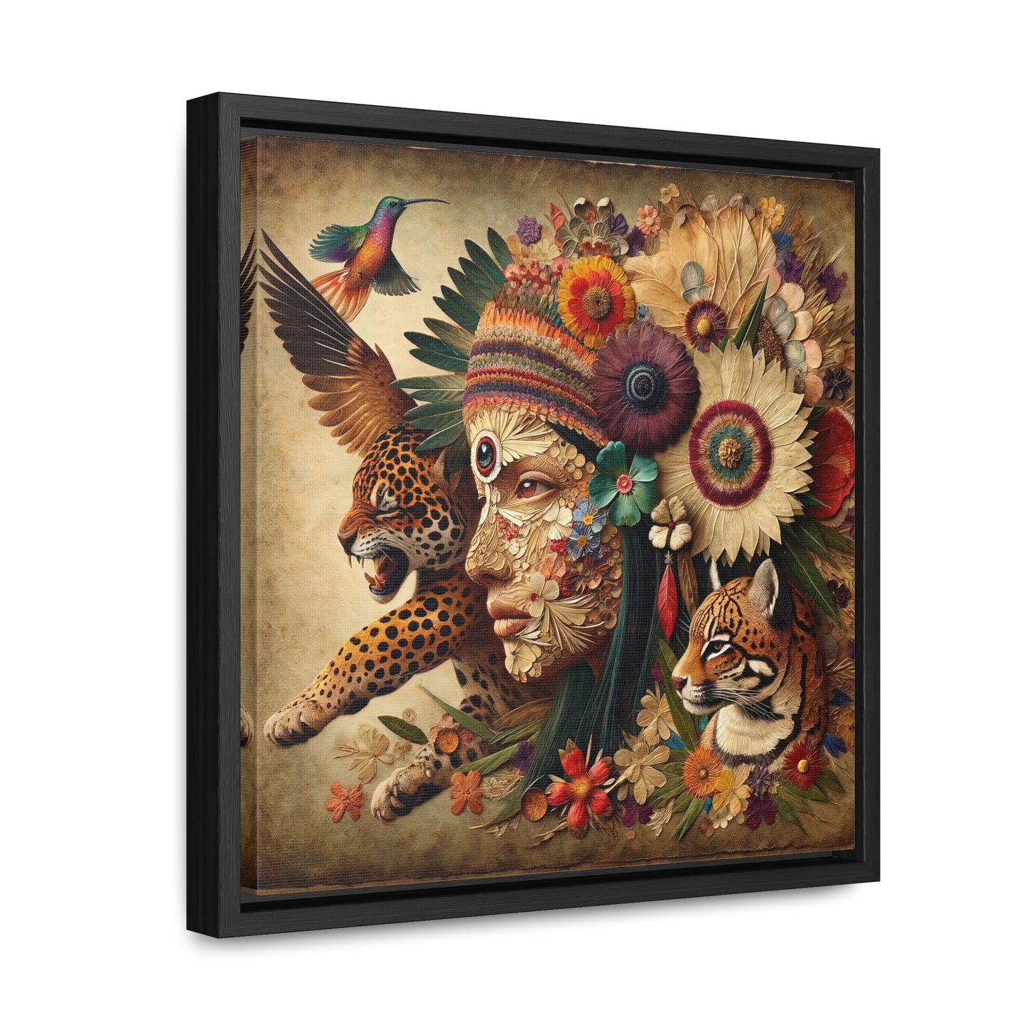 Medicine Woman and Jaguar Spirit-Matte Canvas Wrap