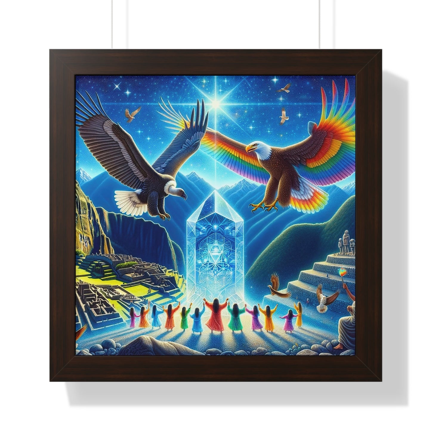 Eagle and Condor Prophecy -Matte Framed Art Print