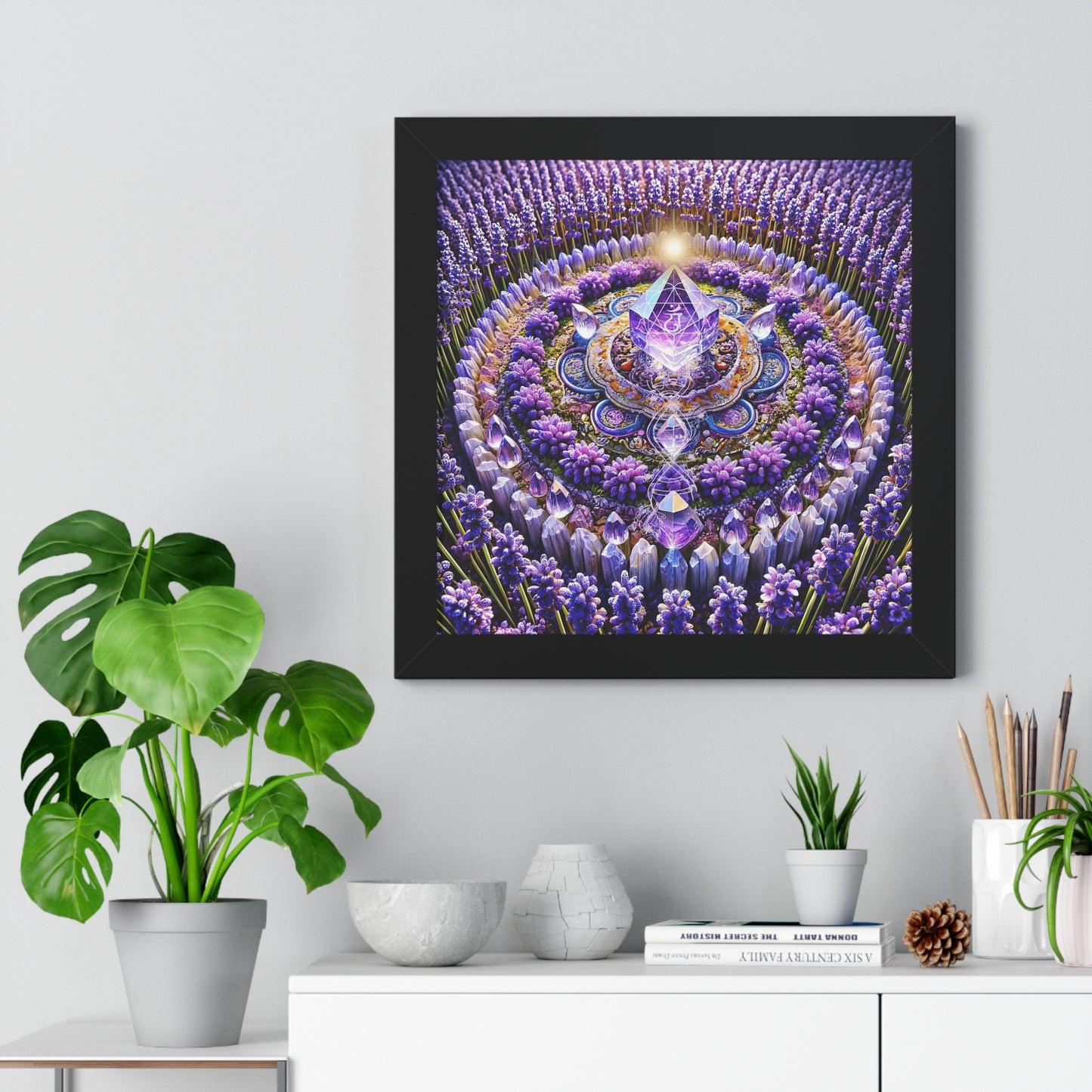 Sacred Violet Flame&Lavender Mandala-Framed Horizontal Poster