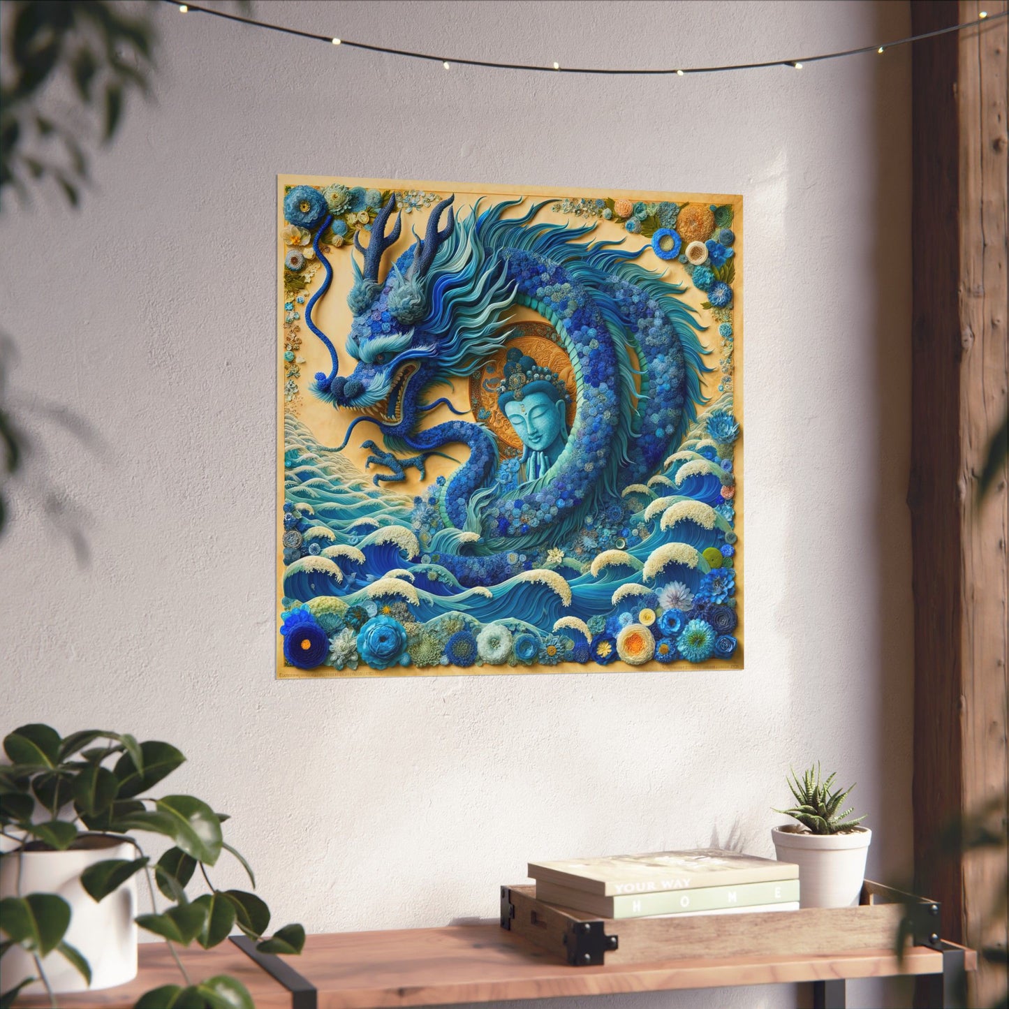 Sacred Blue Dragon and Kuan Yin-Museum Grade Matte Print Poster