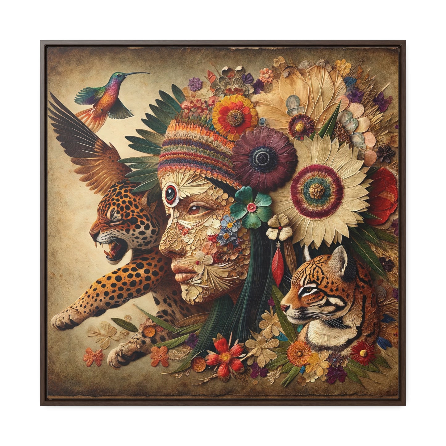 Medicine Woman and Jaguar Spirit-Matte Canvas Wrap