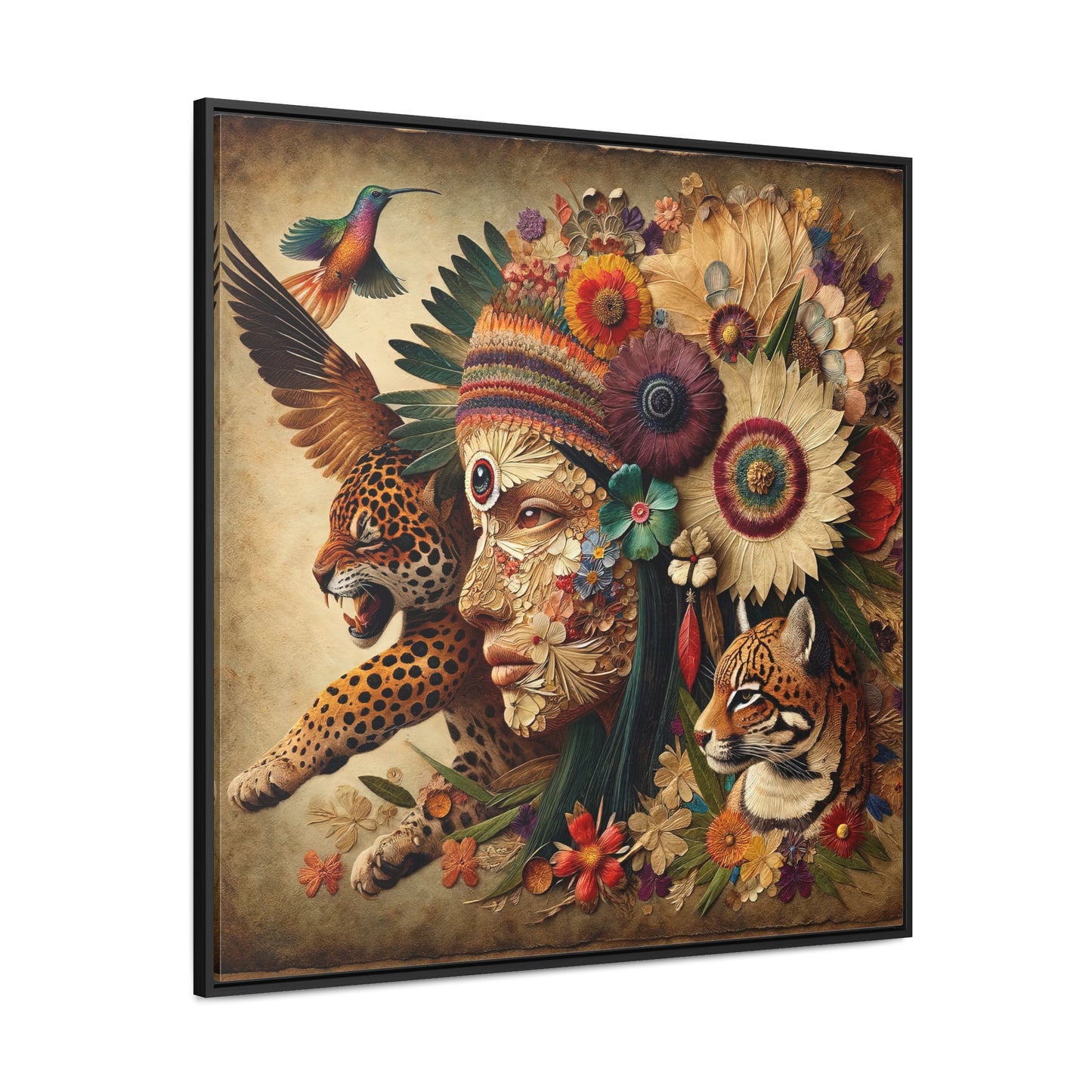 Medicine Woman and Jaguar Spirit-Matte Canvas Wrap