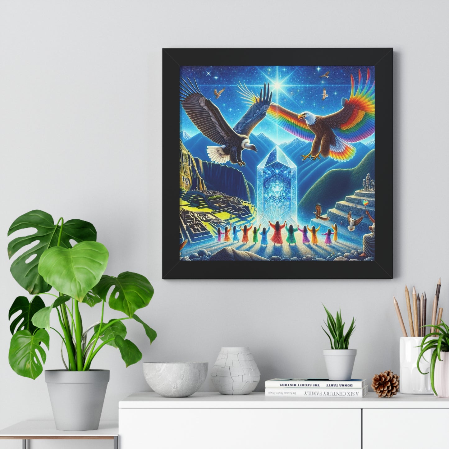 Eagle and Condor Prophecy -Matte Framed Art Print