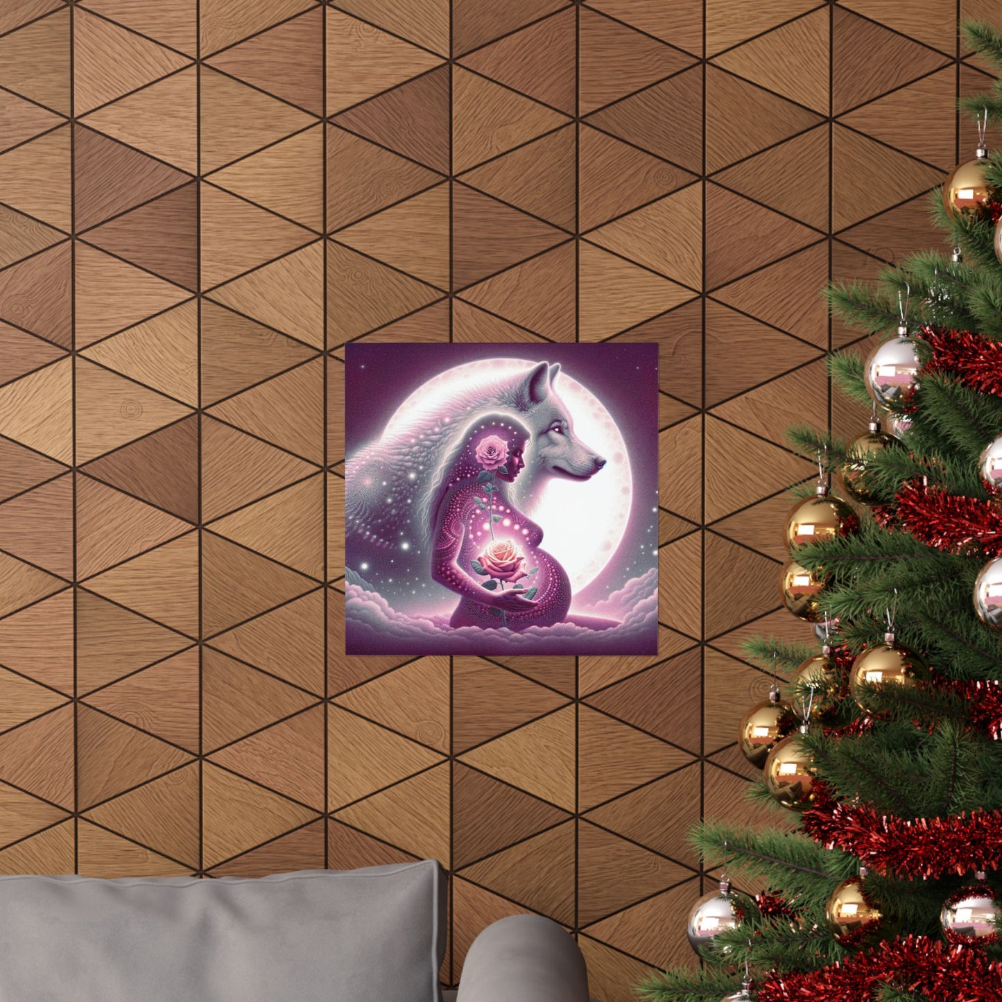 Rose and Moon Wolf-Museum Grade Matte Poster