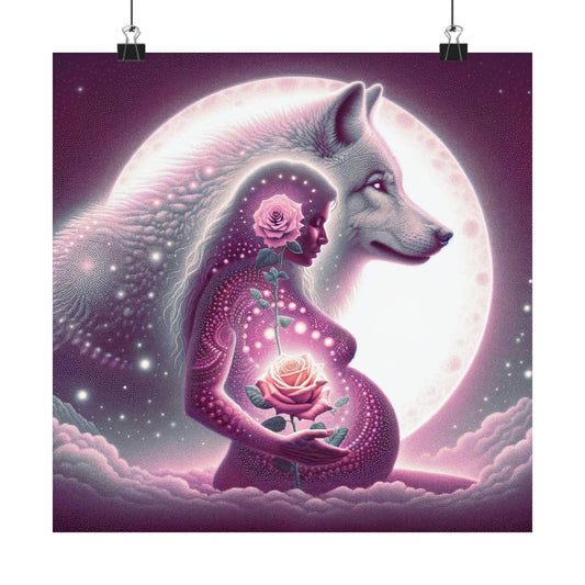 Rose and Moon Wolf-Museum Grade Matte Poster