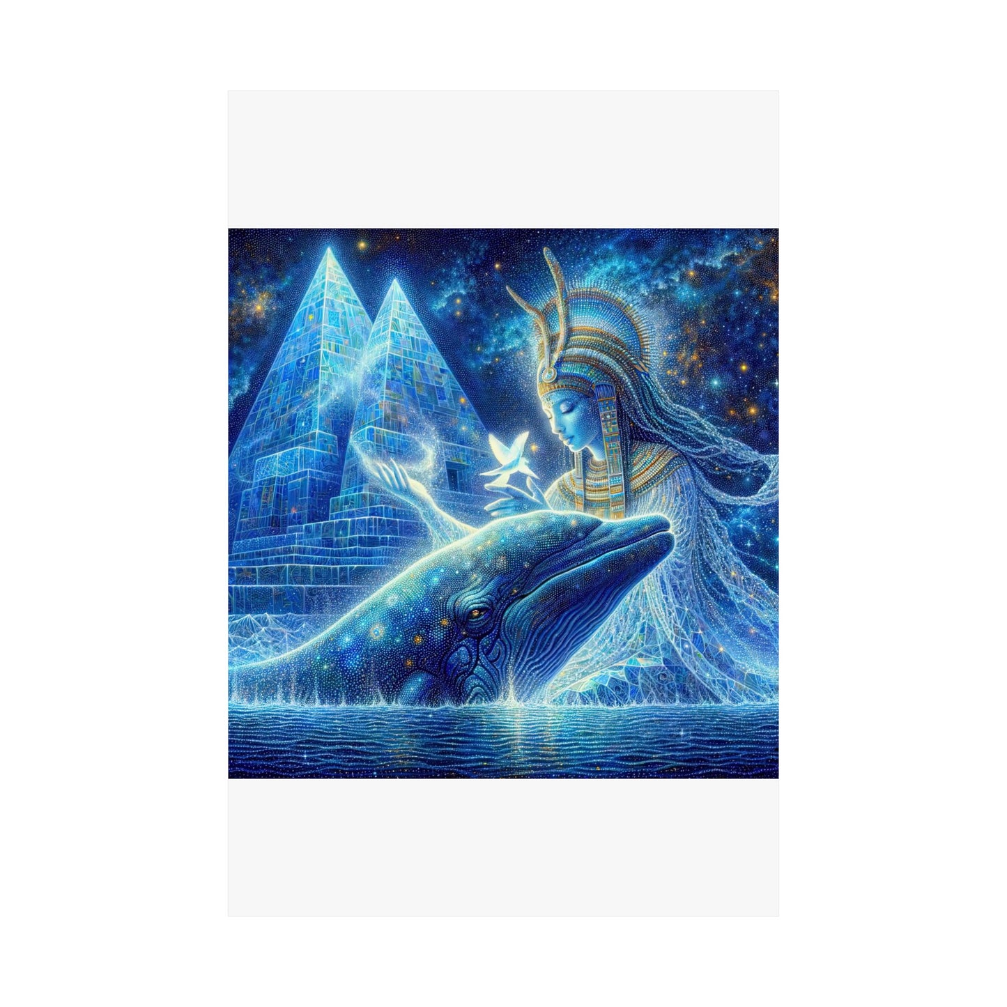 Blue Whale and Goddess of Star-Matte Poster