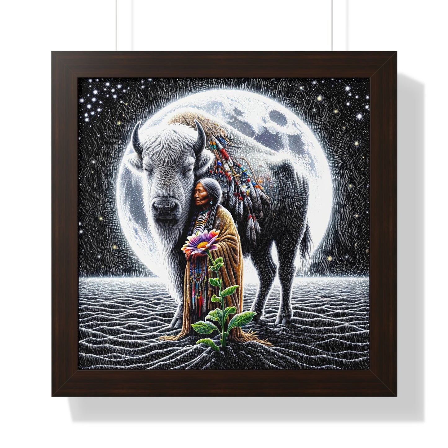 White Buffalo Calf Woman-Matte Framed Poster